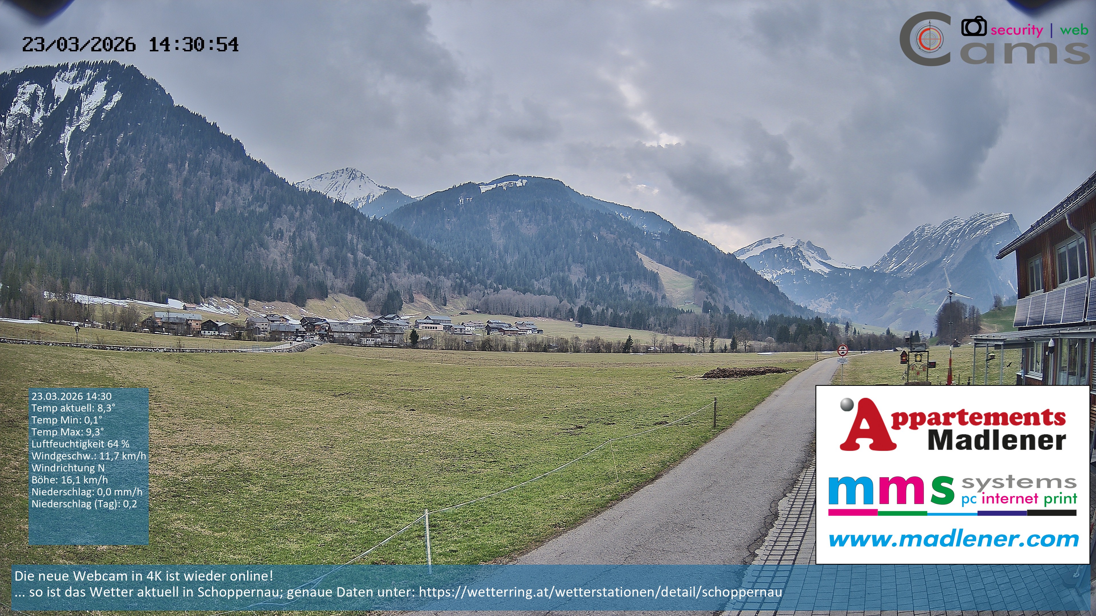 Archiv Foto Webcam Schoppernau Unterdorf im Bregenzerwald