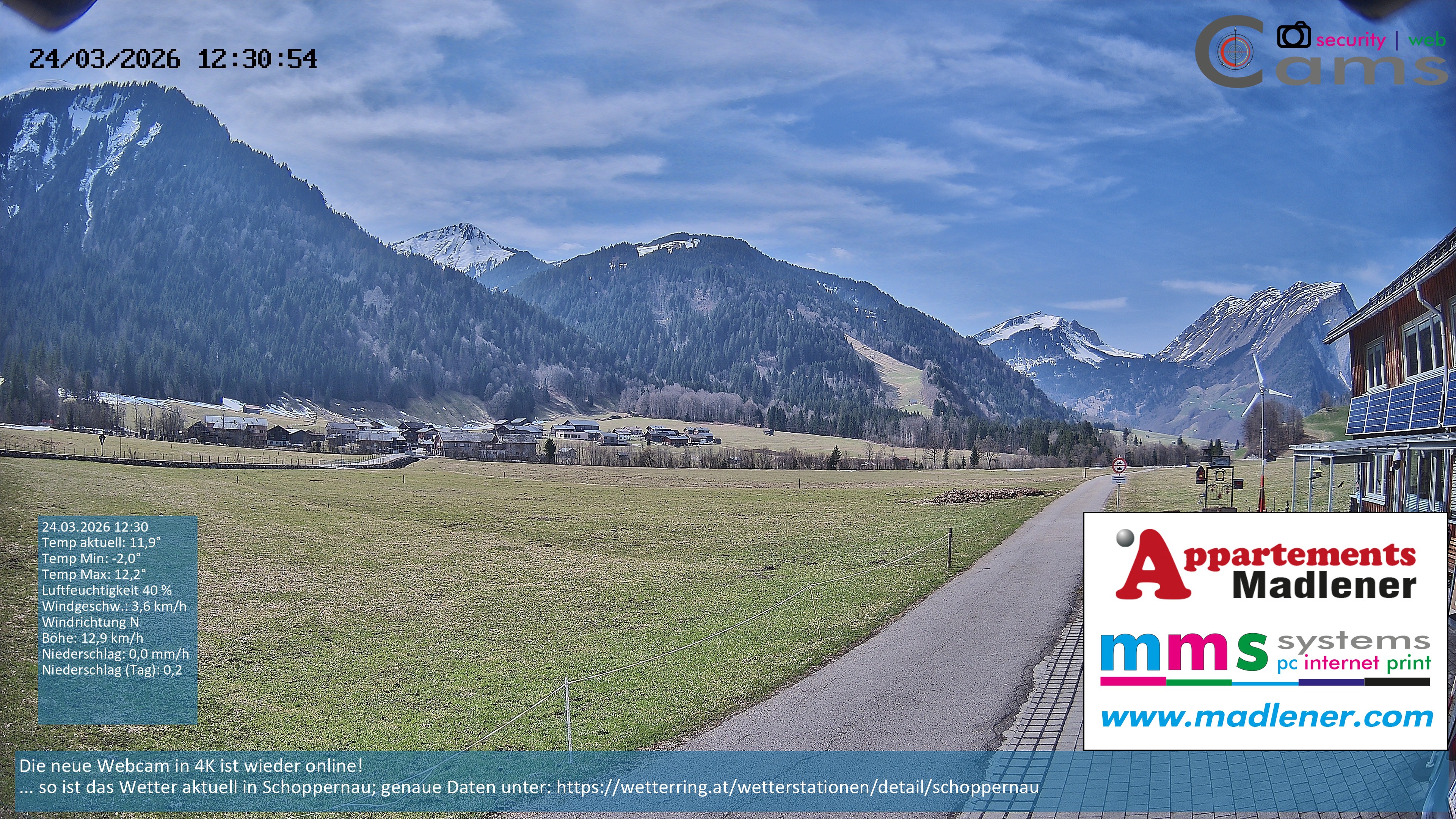 Archived image Webcam Schoppernau lower valley in the Bregenzerwald