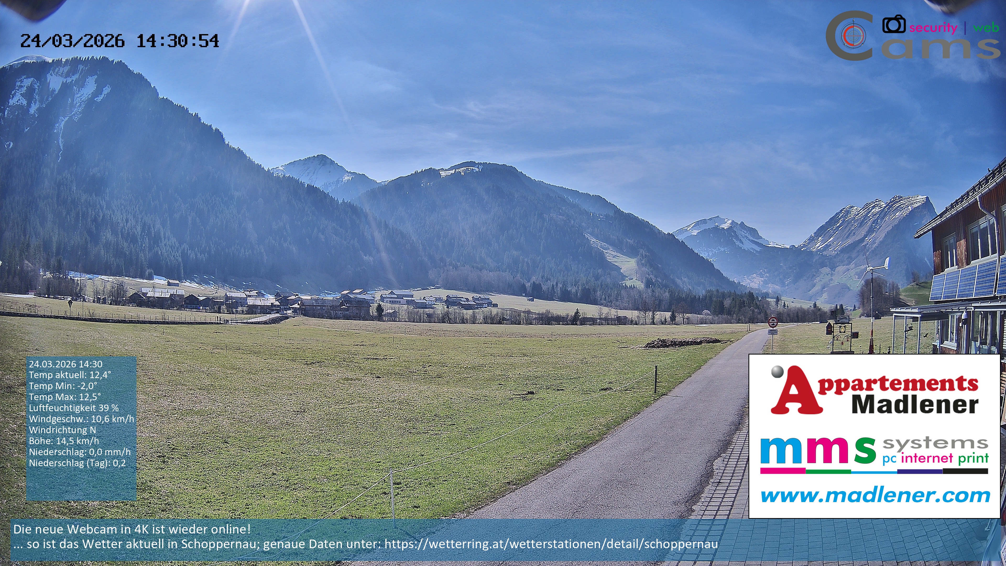 Archived image Webcam Schoppernau lower valley in the Bregenzerwald