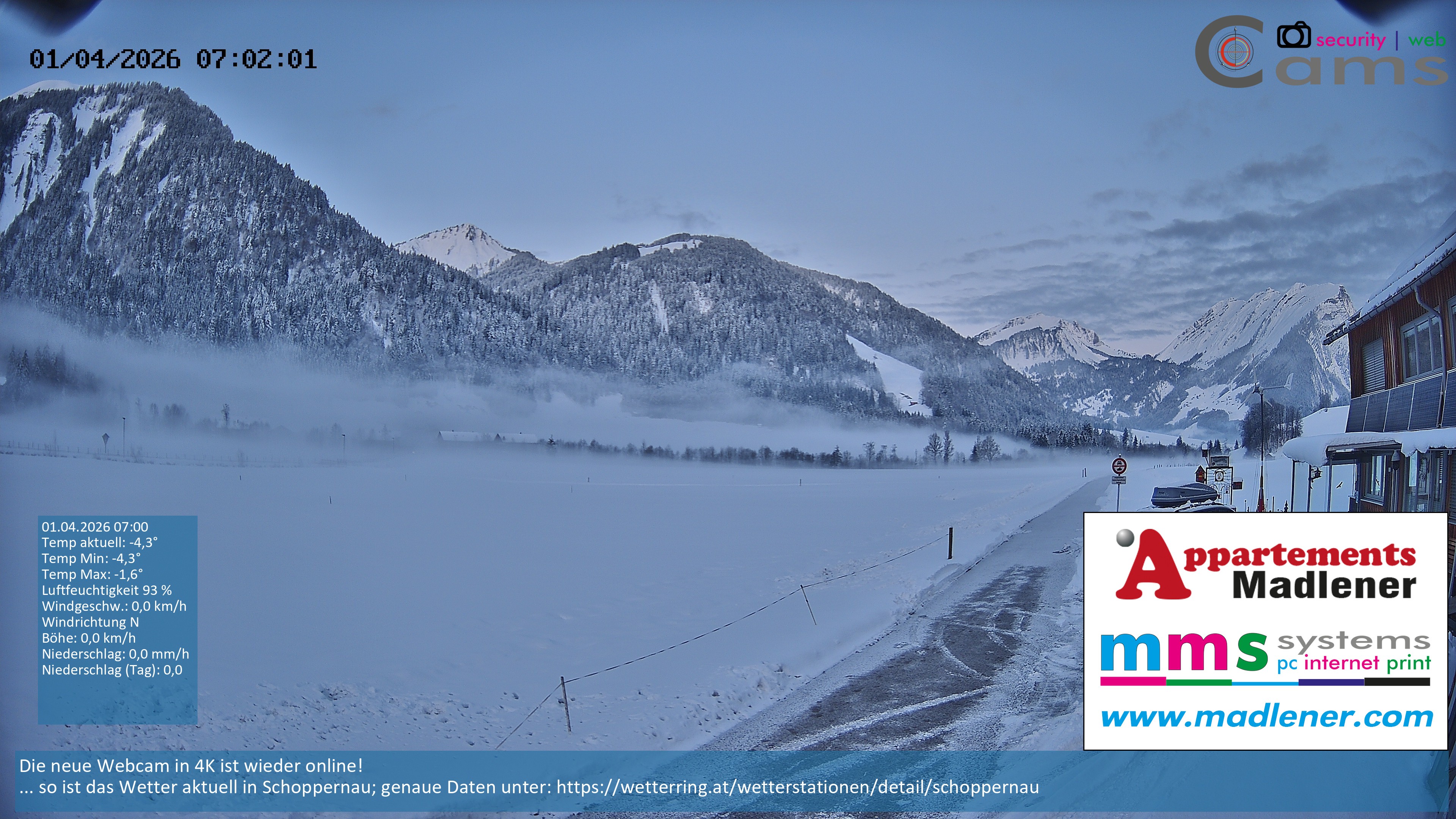 Archiv Foto Webcam Schoppernau Unterdorf im Bregenzerwald