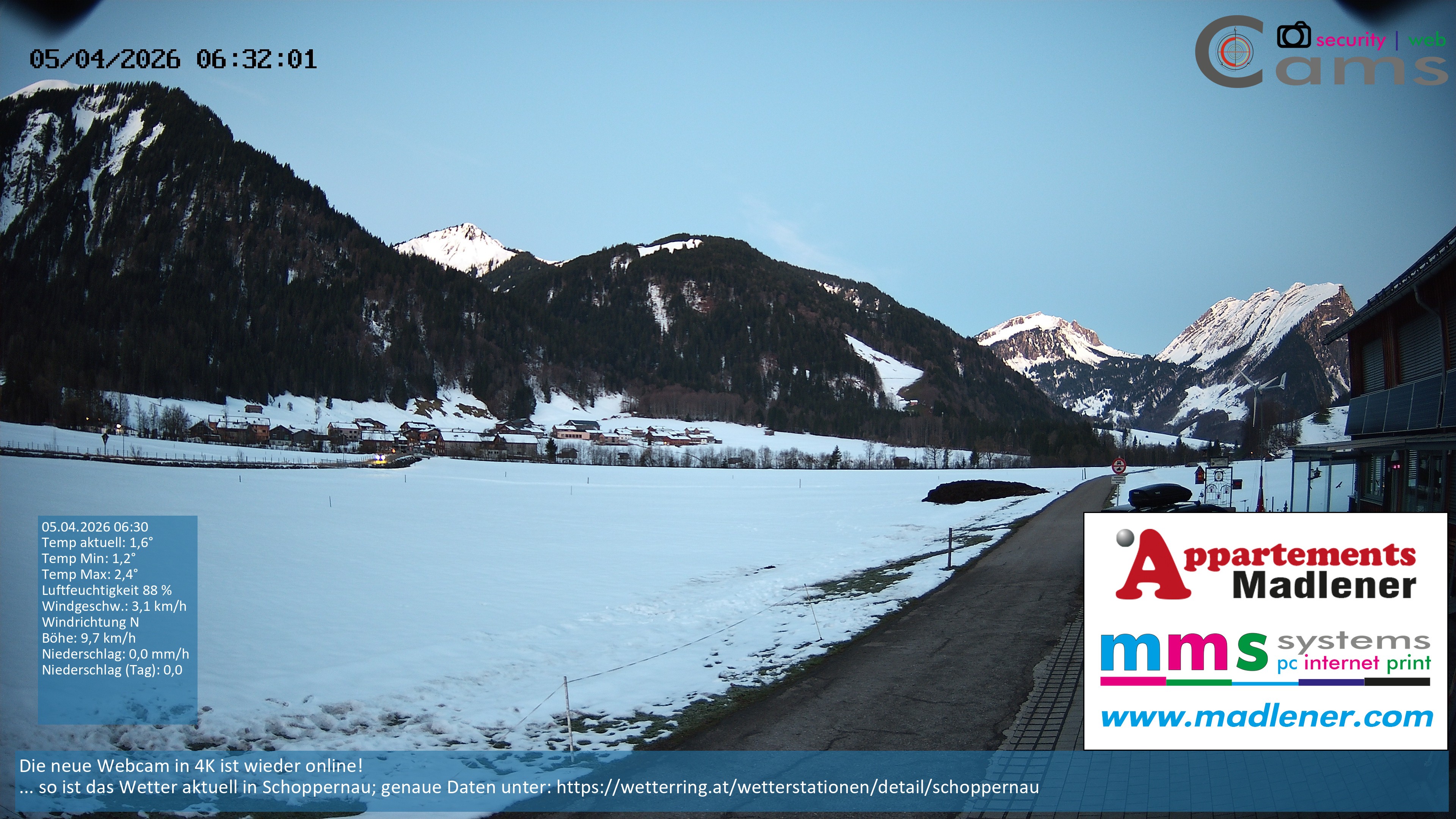 Archiv Foto Webcam Schoppernau Unterdorf im Bregenzerwald