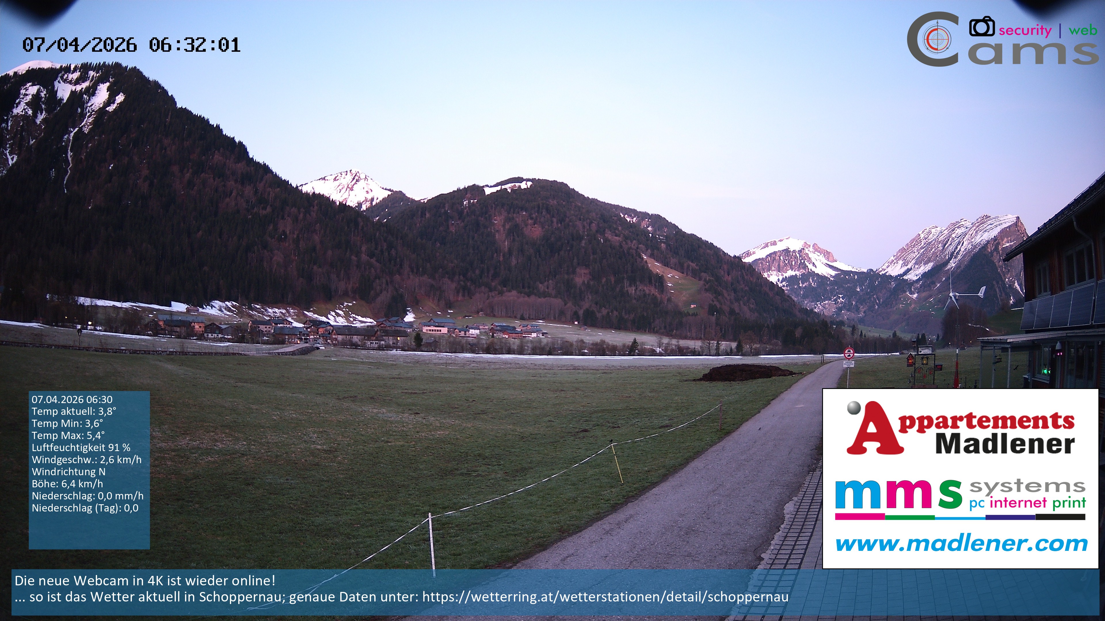 Archiv Foto Webcam Schoppernau Unterdorf im Bregenzerwald