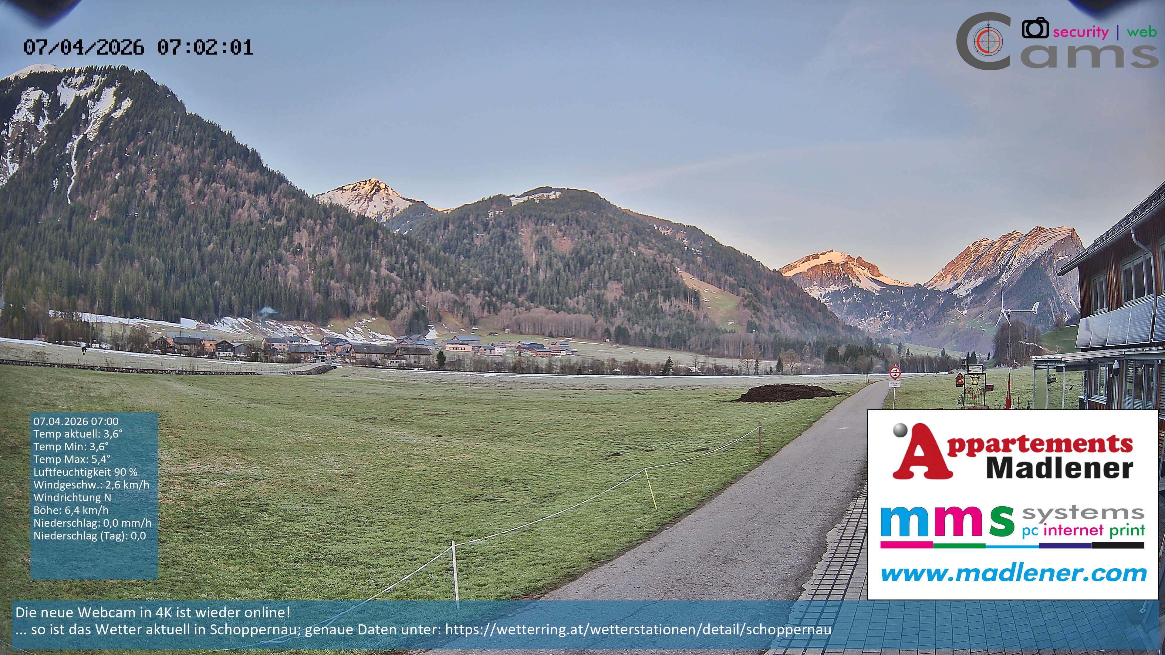 Archiv Foto Webcam Schoppernau Unterdorf im Bregenzerwald