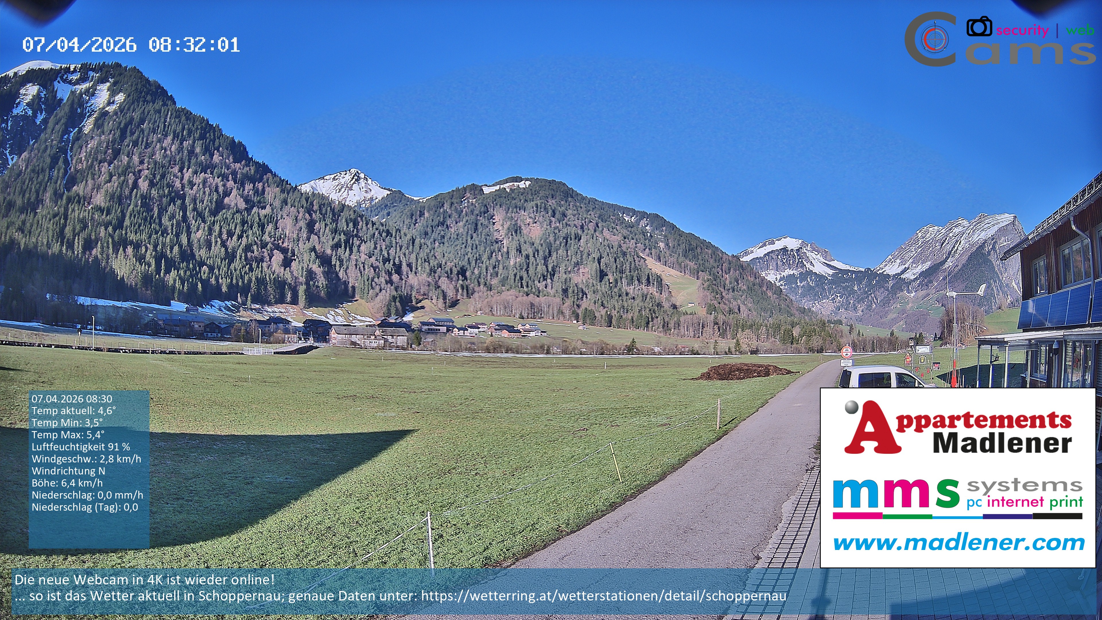 Archiv Foto Webcam Schoppernau Unterdorf im Bregenzerwald