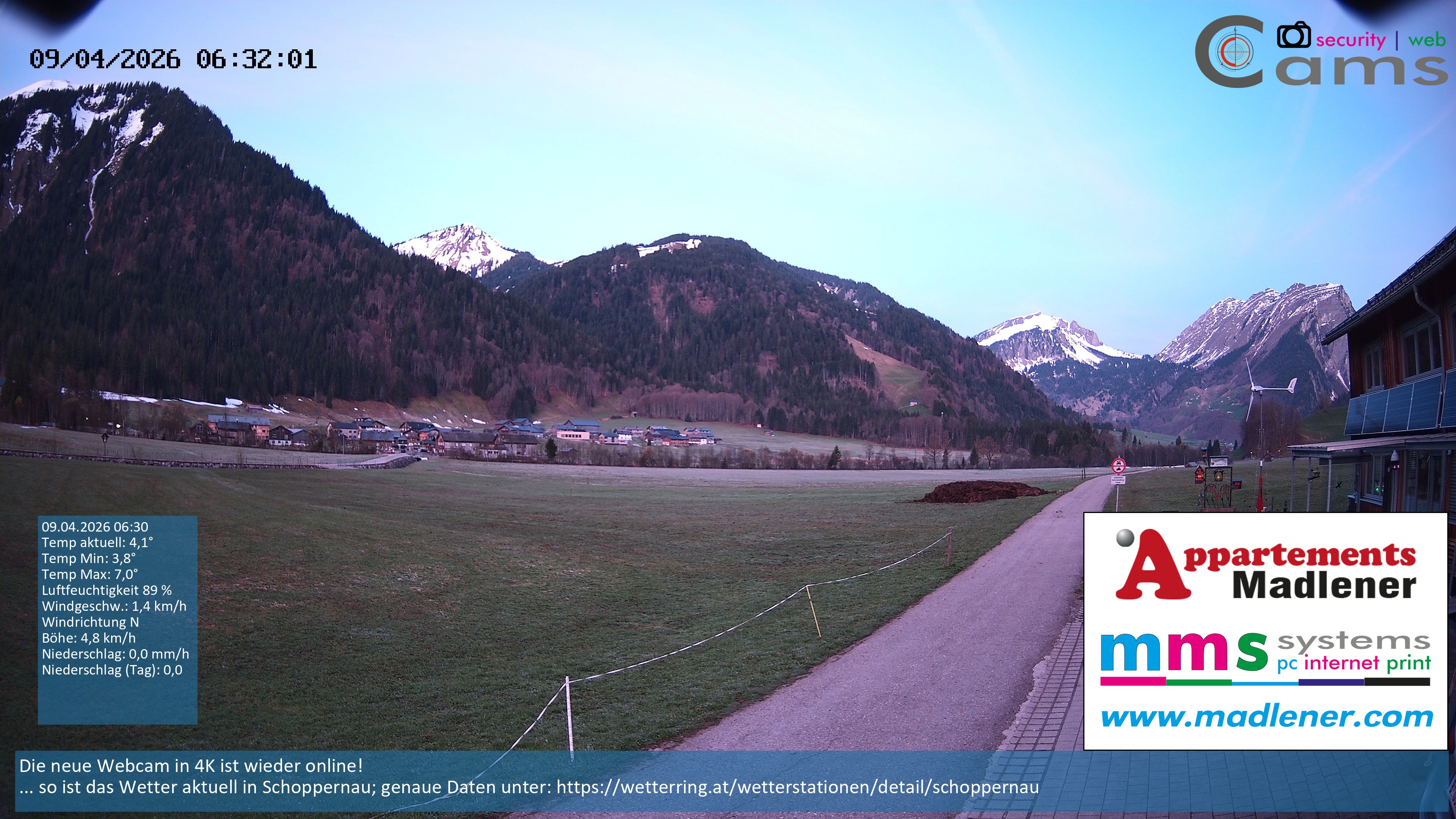 Archiv Foto Webcam Schoppernau Unterdorf im Bregenzerwald