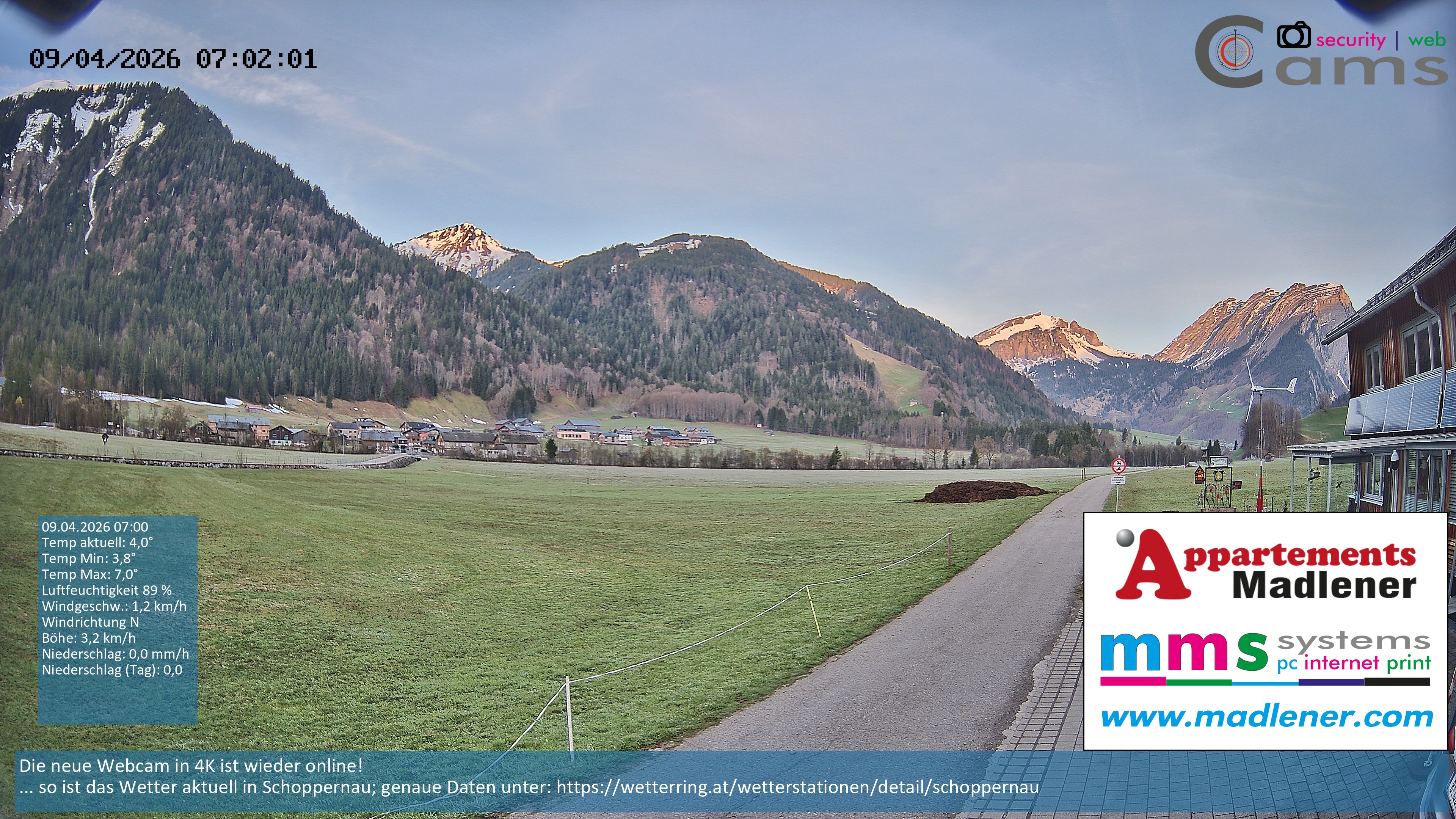 Archiv Foto Webcam Schoppernau Unterdorf im Bregenzerwald