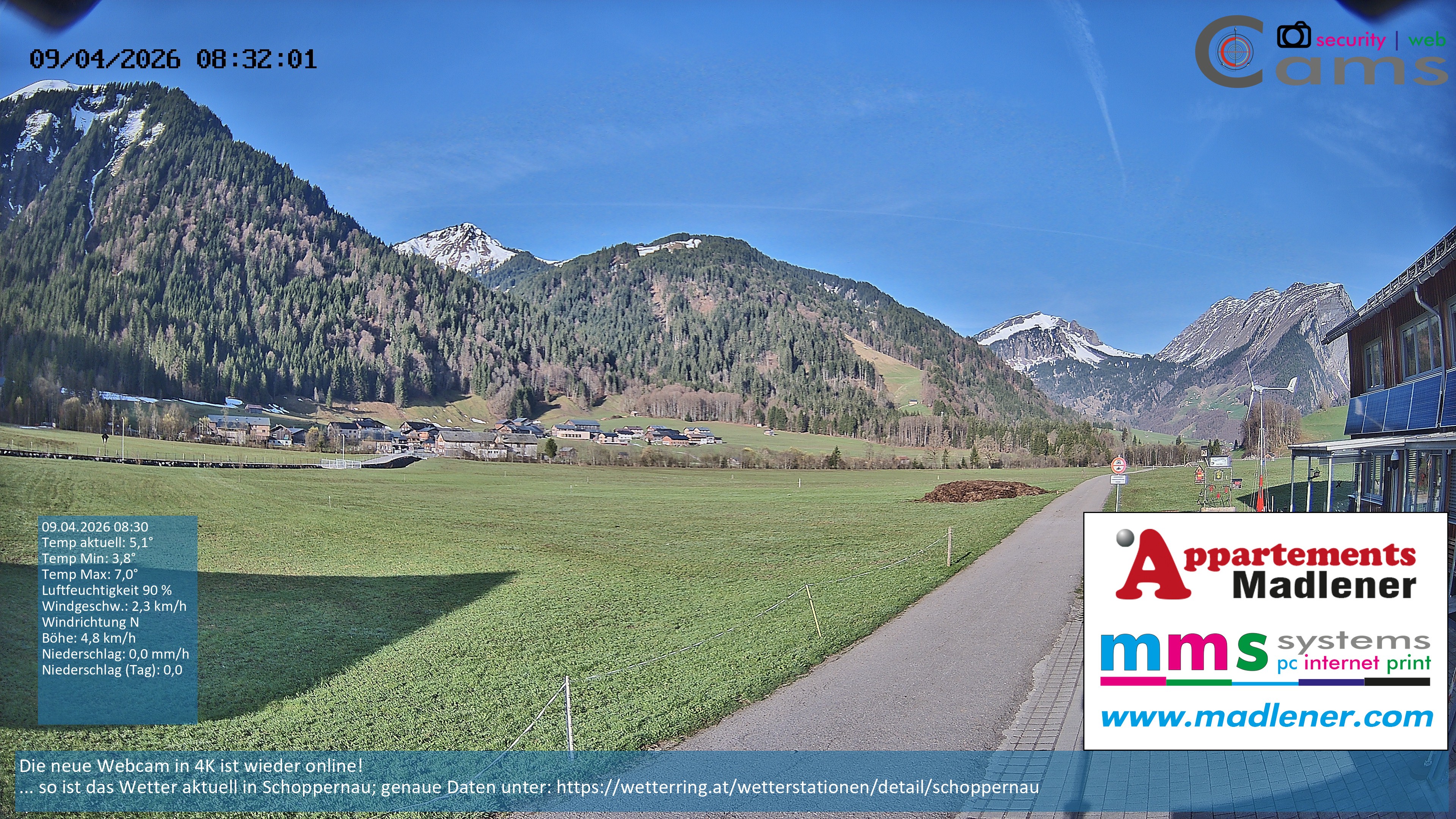 Archiv Foto Webcam Schoppernau Unterdorf im Bregenzerwald