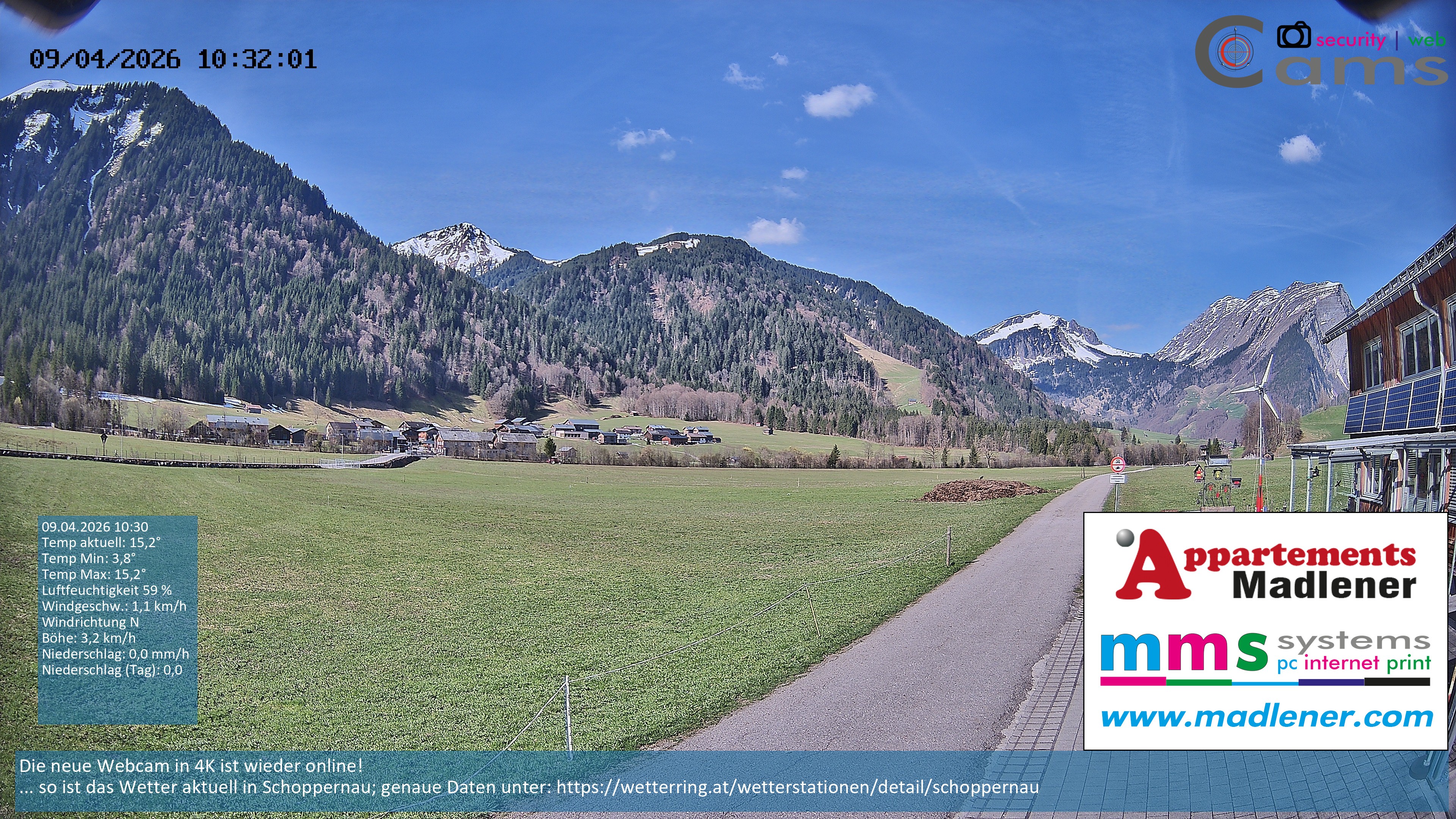 Archiv Foto Webcam Schoppernau Unterdorf im Bregenzerwald