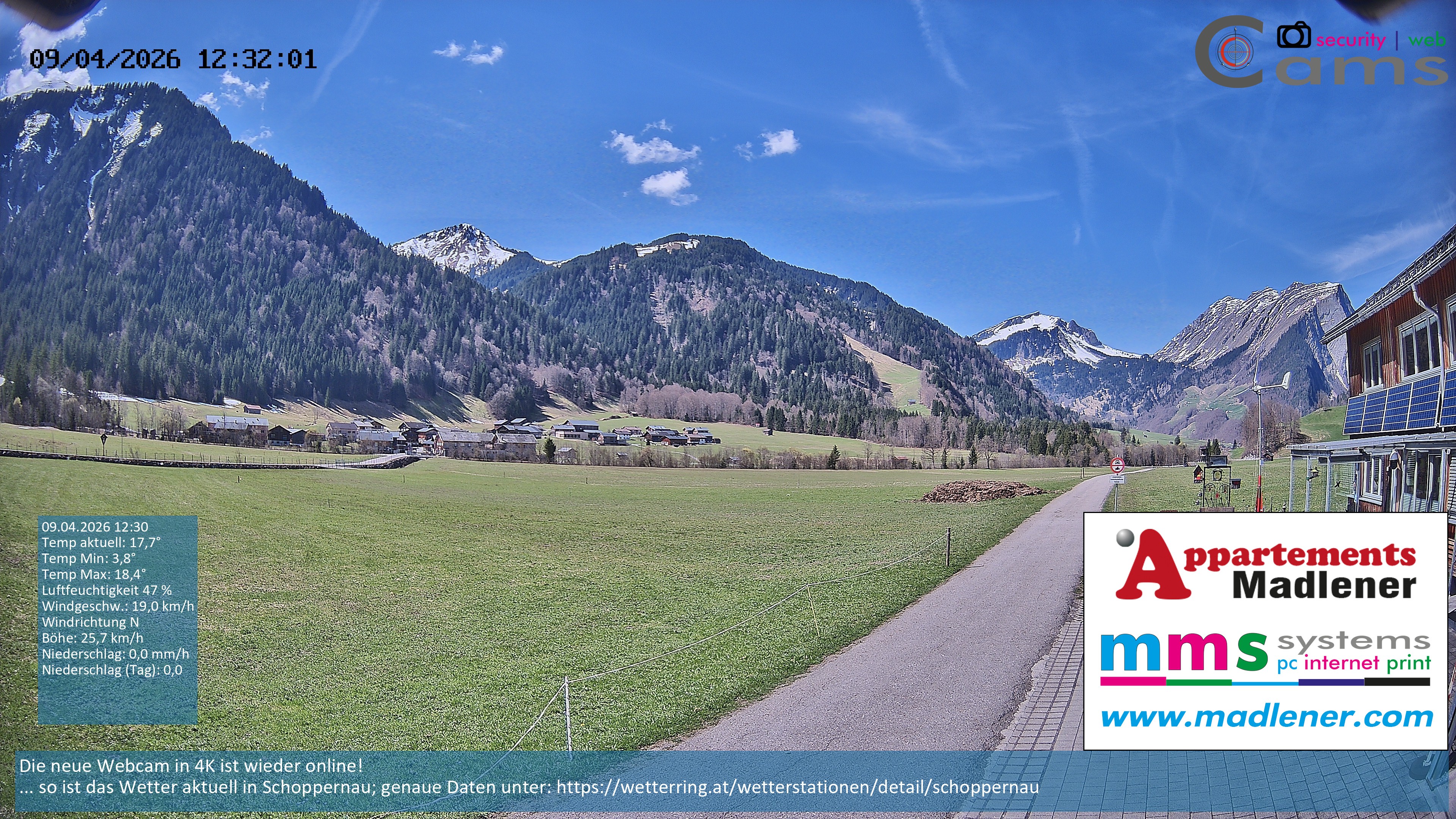 Archiv Foto Webcam Schoppernau Unterdorf im Bregenzerwald