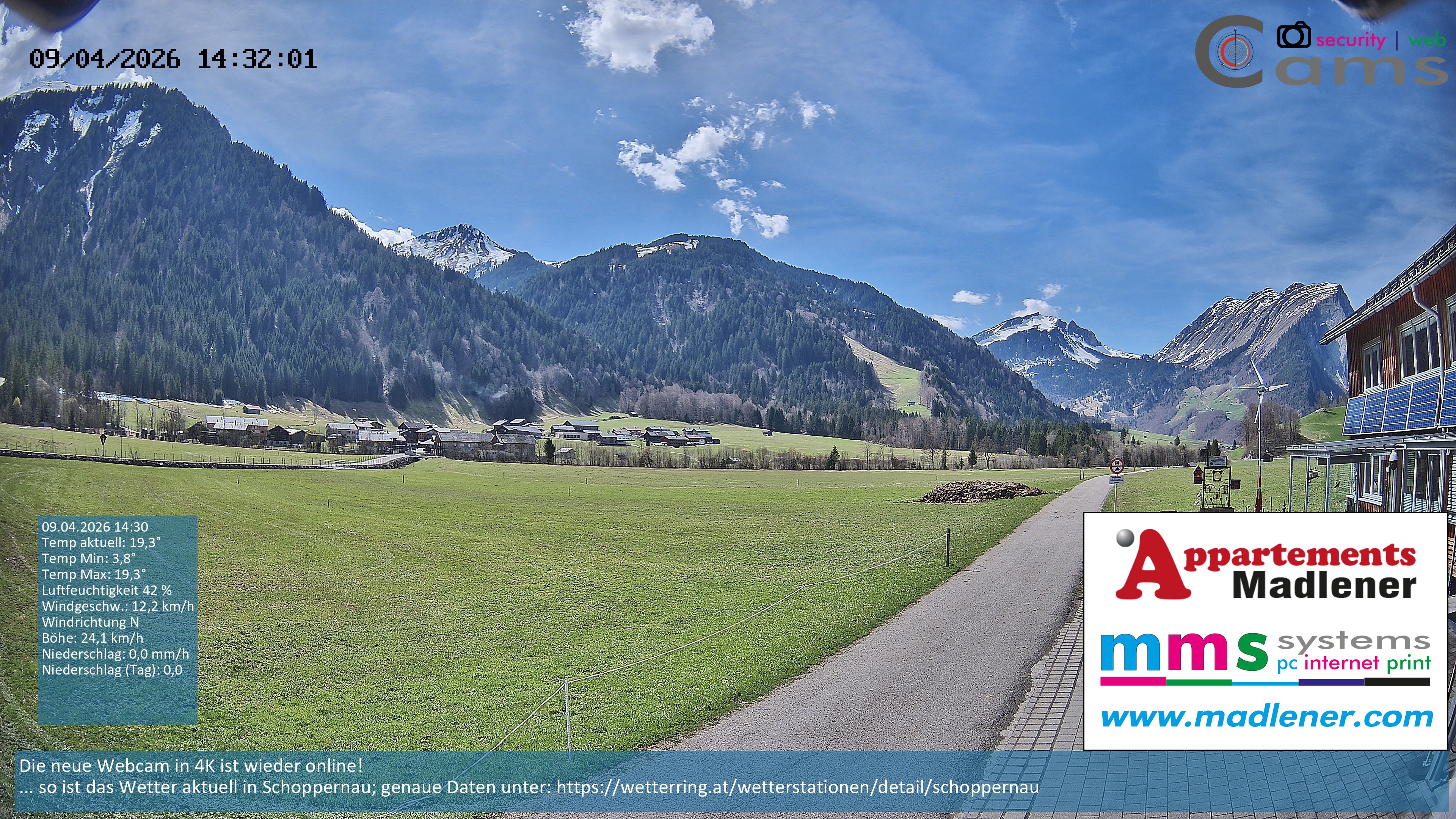 Archiv Foto Webcam Schoppernau Unterdorf im Bregenzerwald