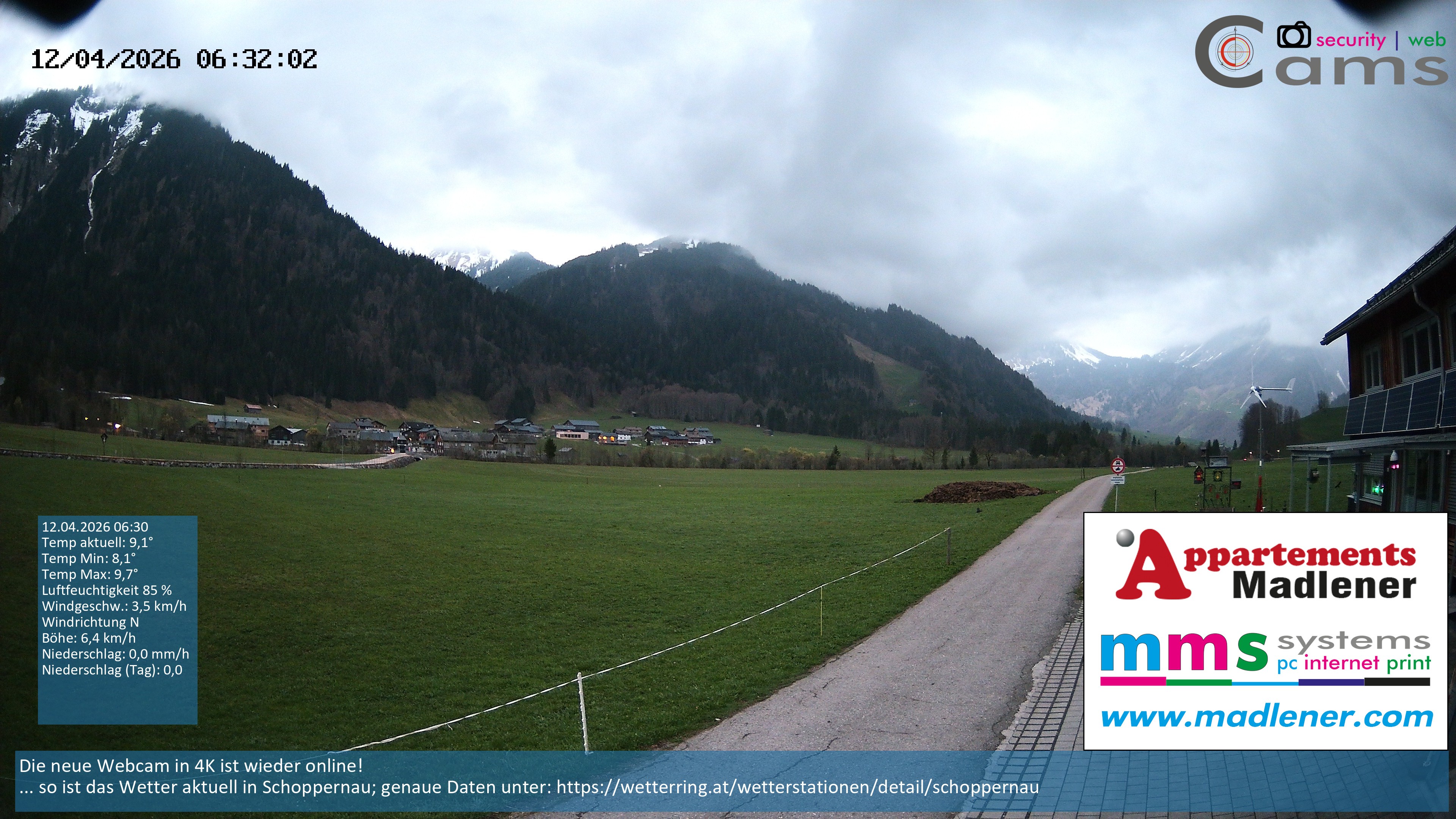 Archiv Foto Webcam Schoppernau Unterdorf im Bregenzerwald