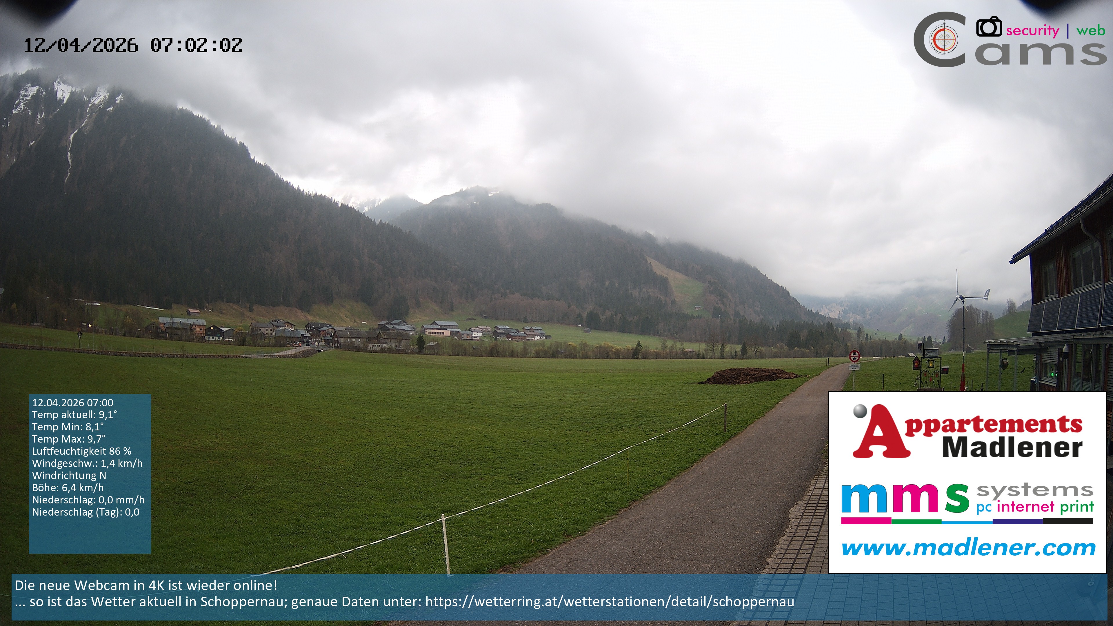 Archiv Foto Webcam Schoppernau Unterdorf im Bregenzerwald