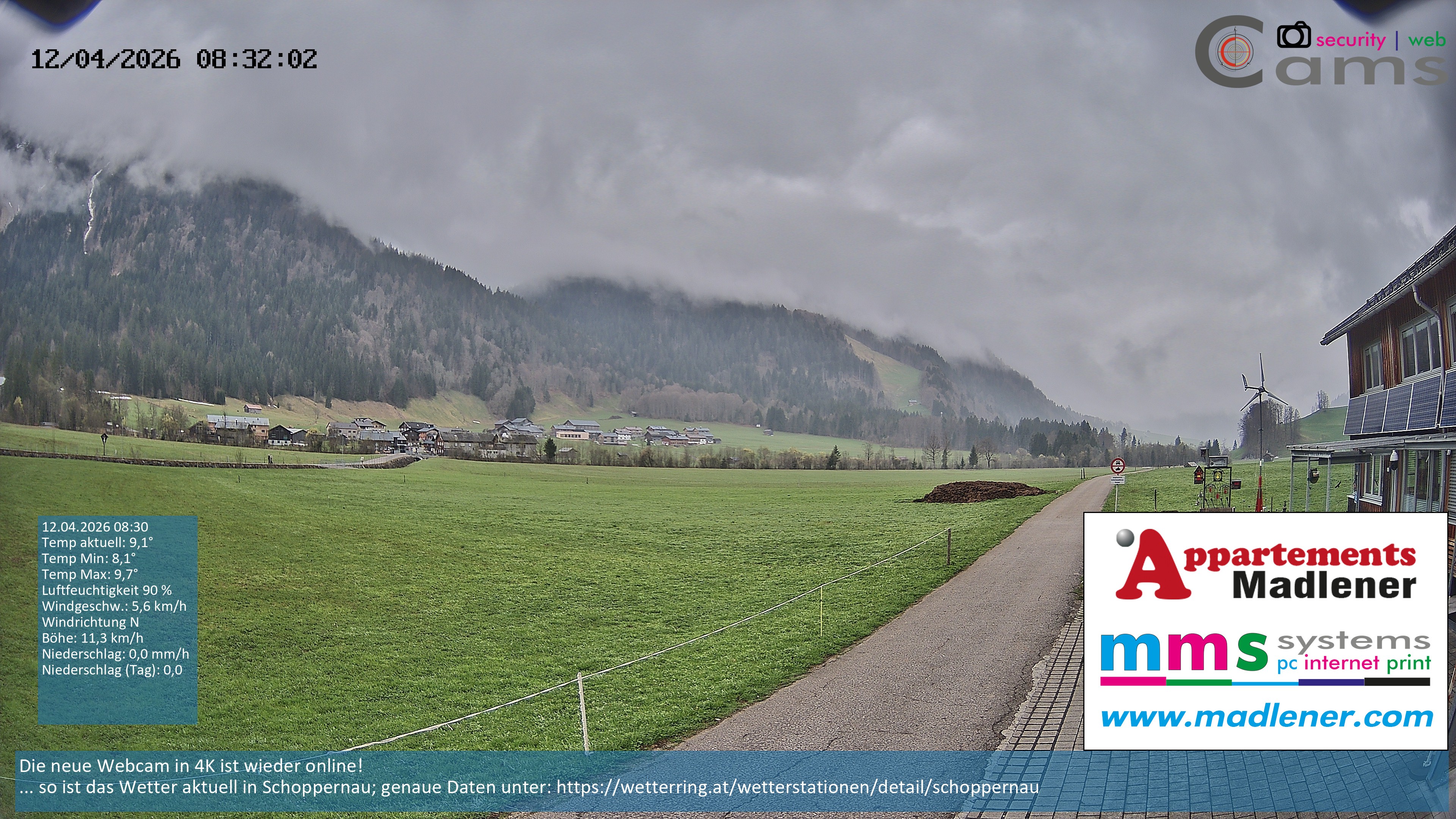 Archiv Foto Webcam Schoppernau Unterdorf im Bregenzerwald