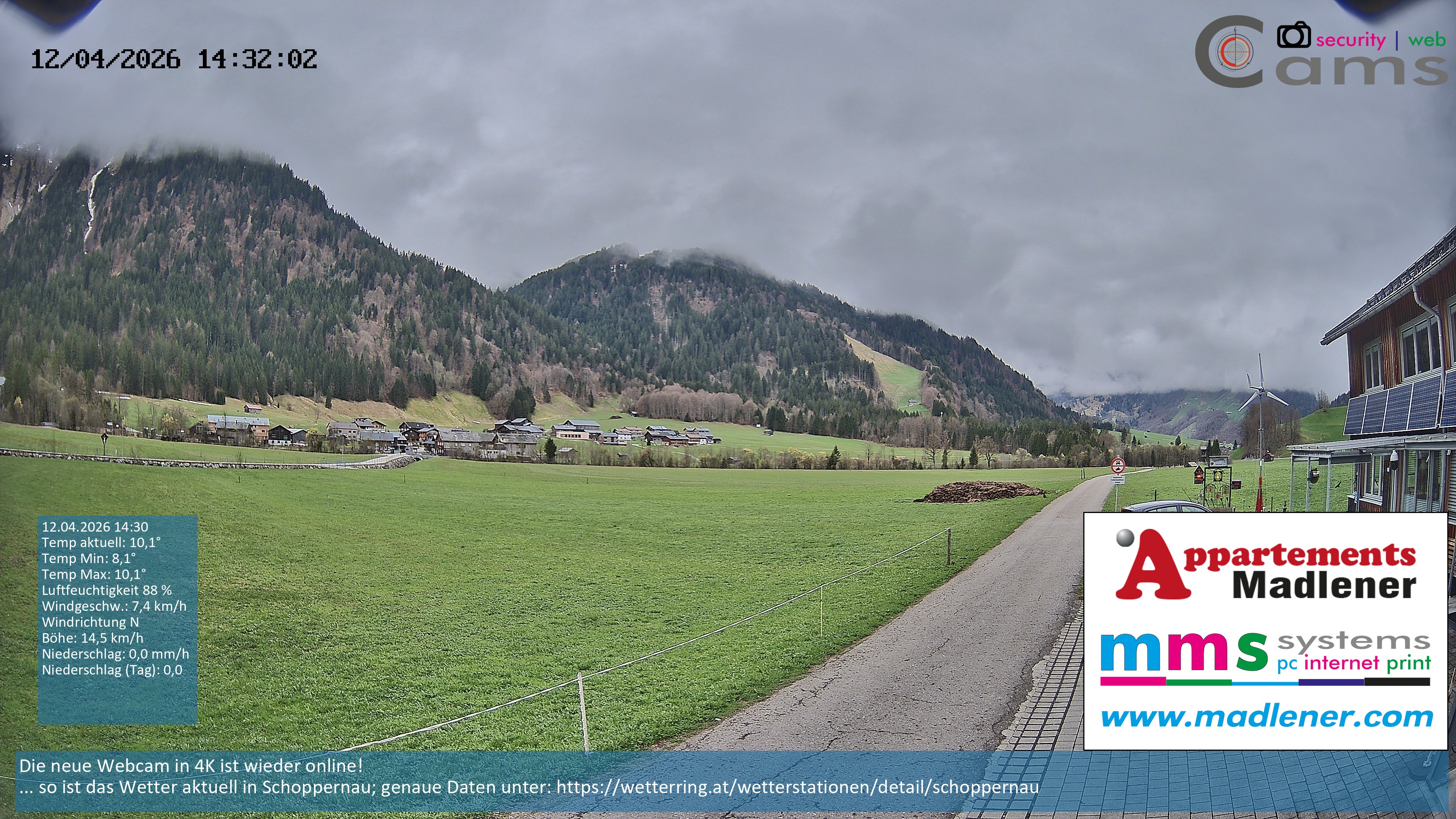 Archiv Foto Webcam Schoppernau Unterdorf im Bregenzerwald