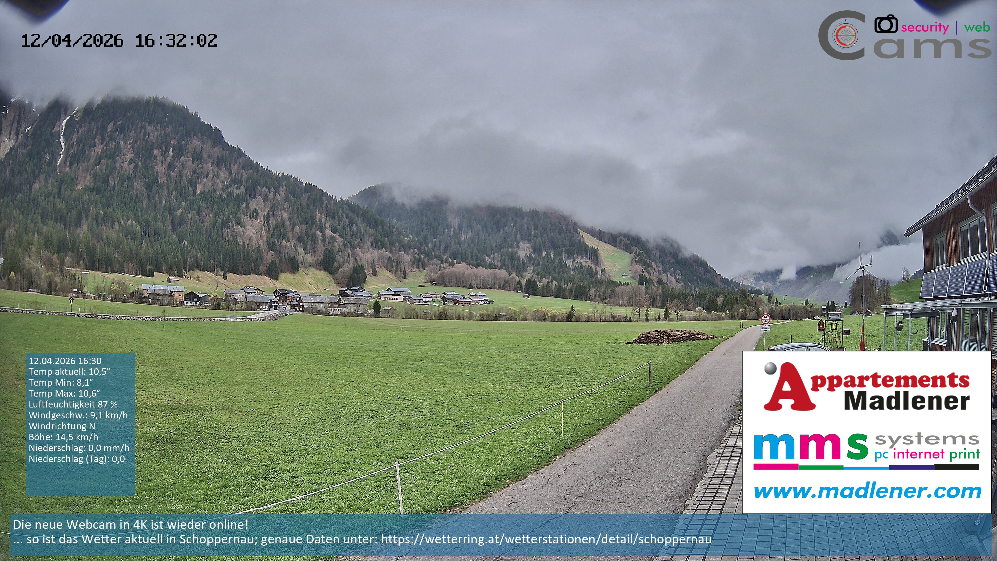 Archiv Foto Webcam Schoppernau Unterdorf im Bregenzerwald