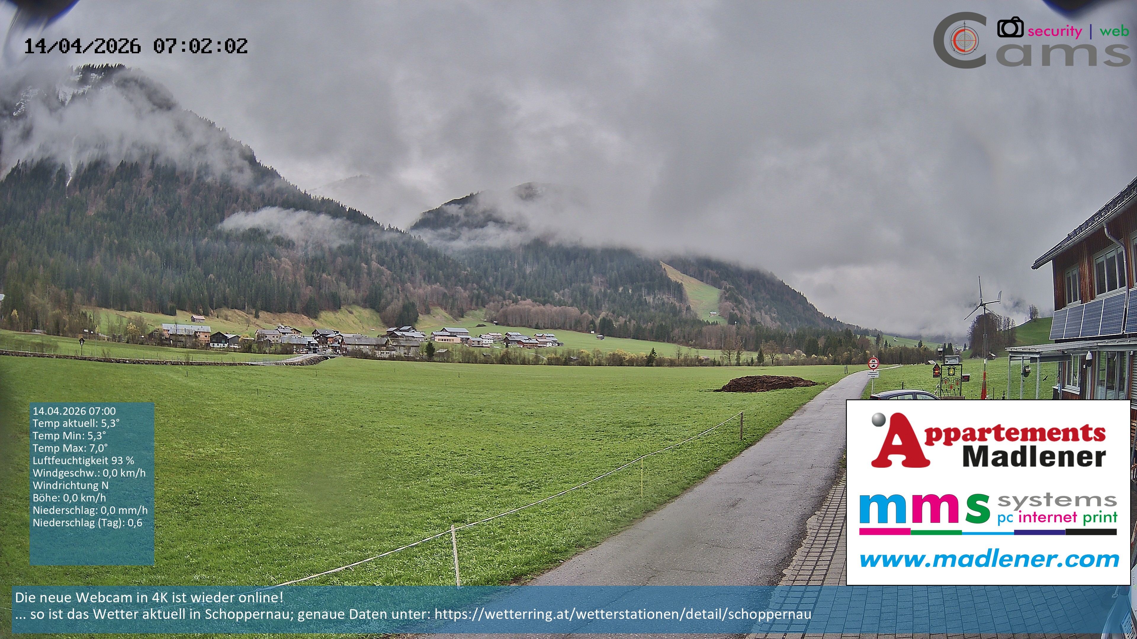 Archiv Foto Webcam Schoppernau Unterdorf im Bregenzerwald