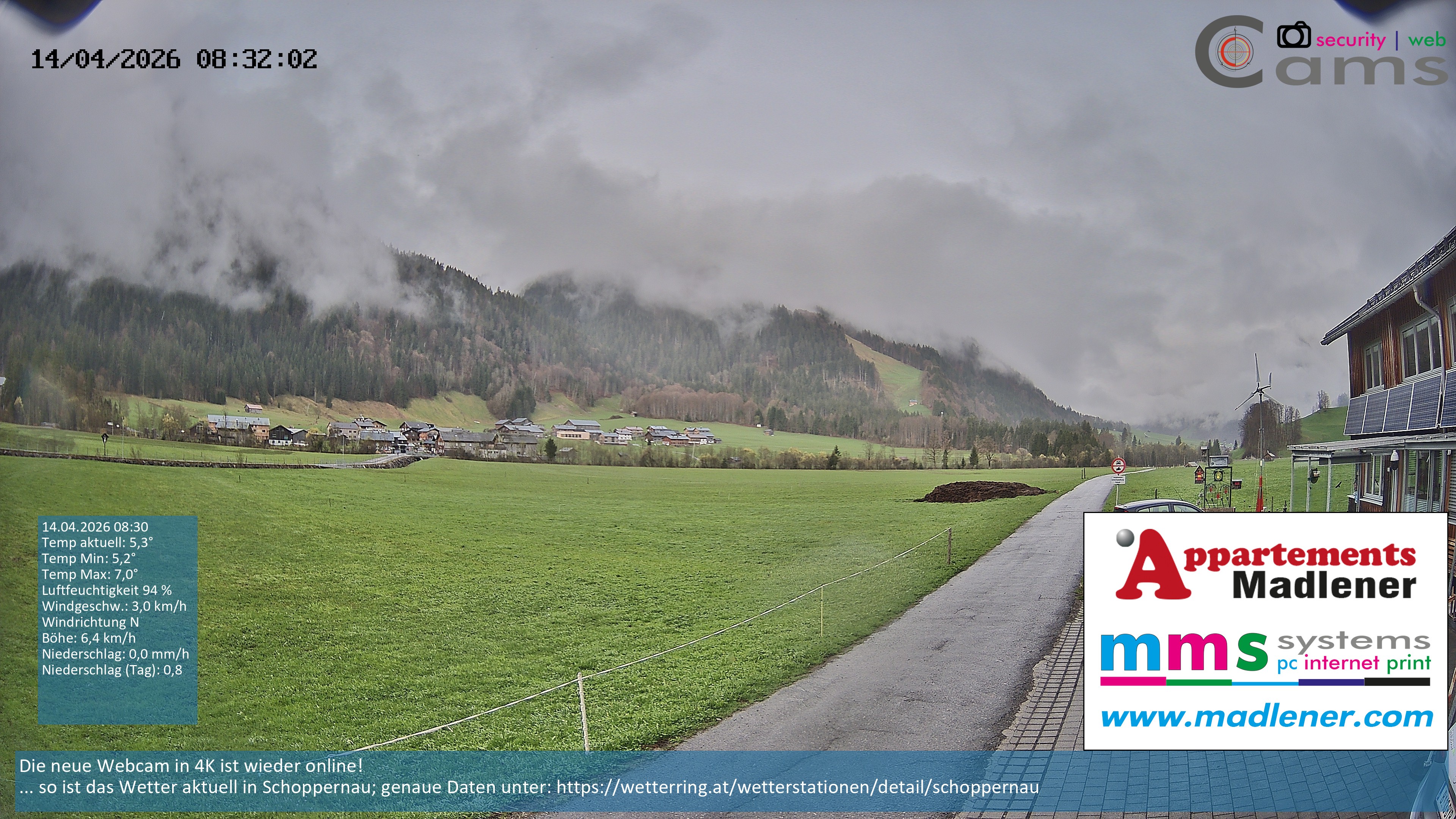 Archiv Foto Webcam Schoppernau Unterdorf im Bregenzerwald