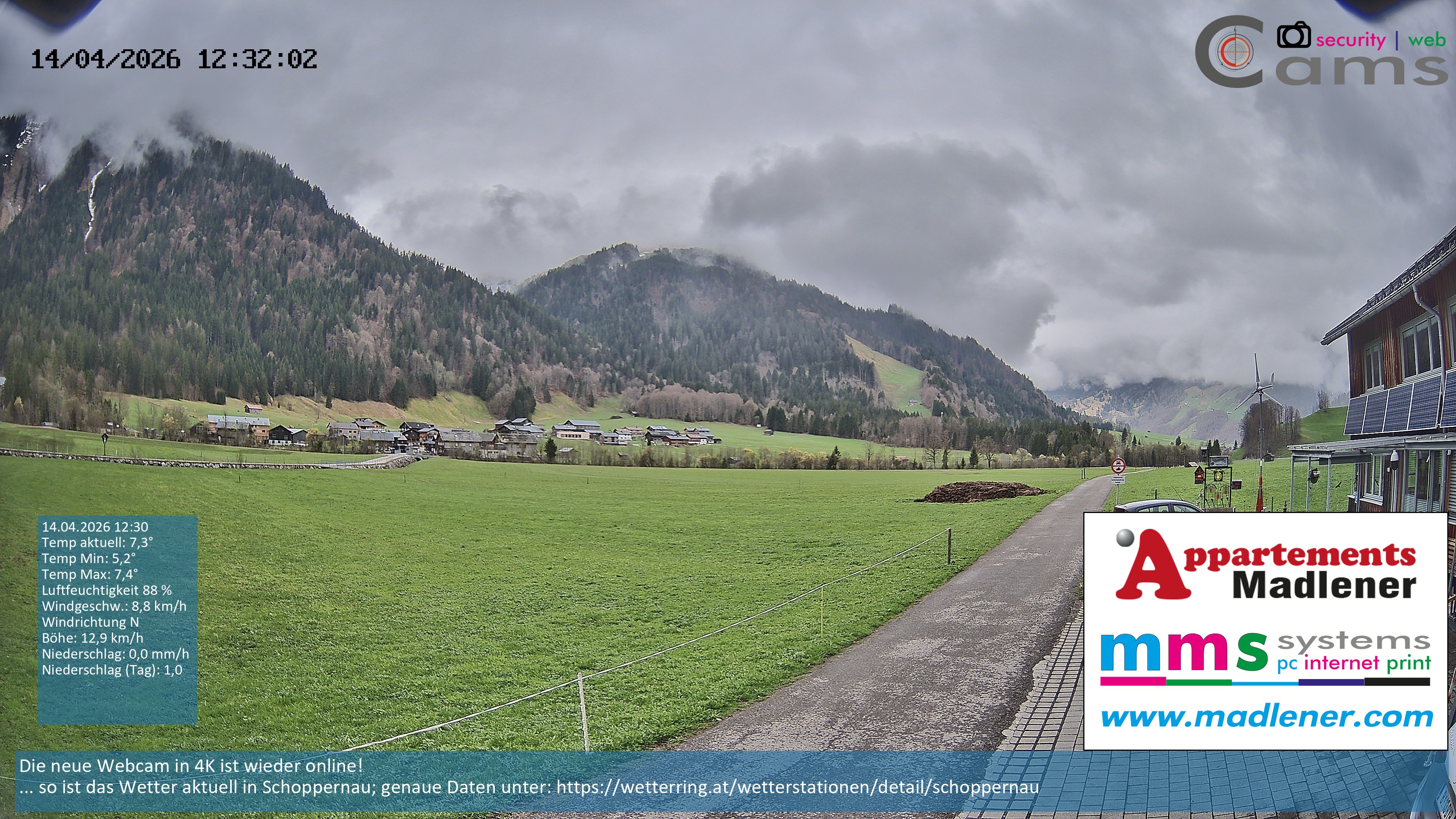 Archiv Foto Webcam Schoppernau Unterdorf im Bregenzerwald