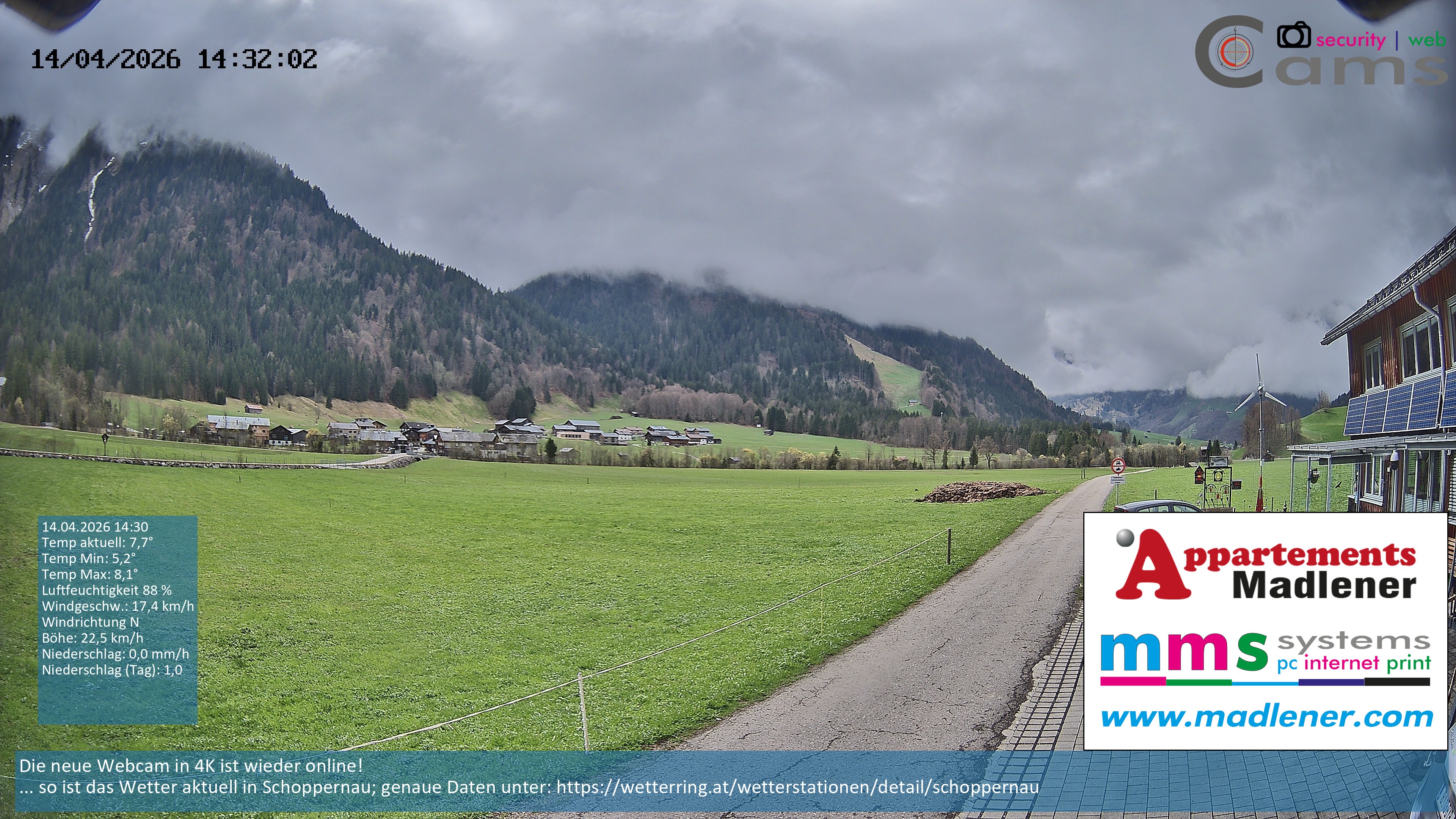 Archiv Foto Webcam Schoppernau Unterdorf im Bregenzerwald