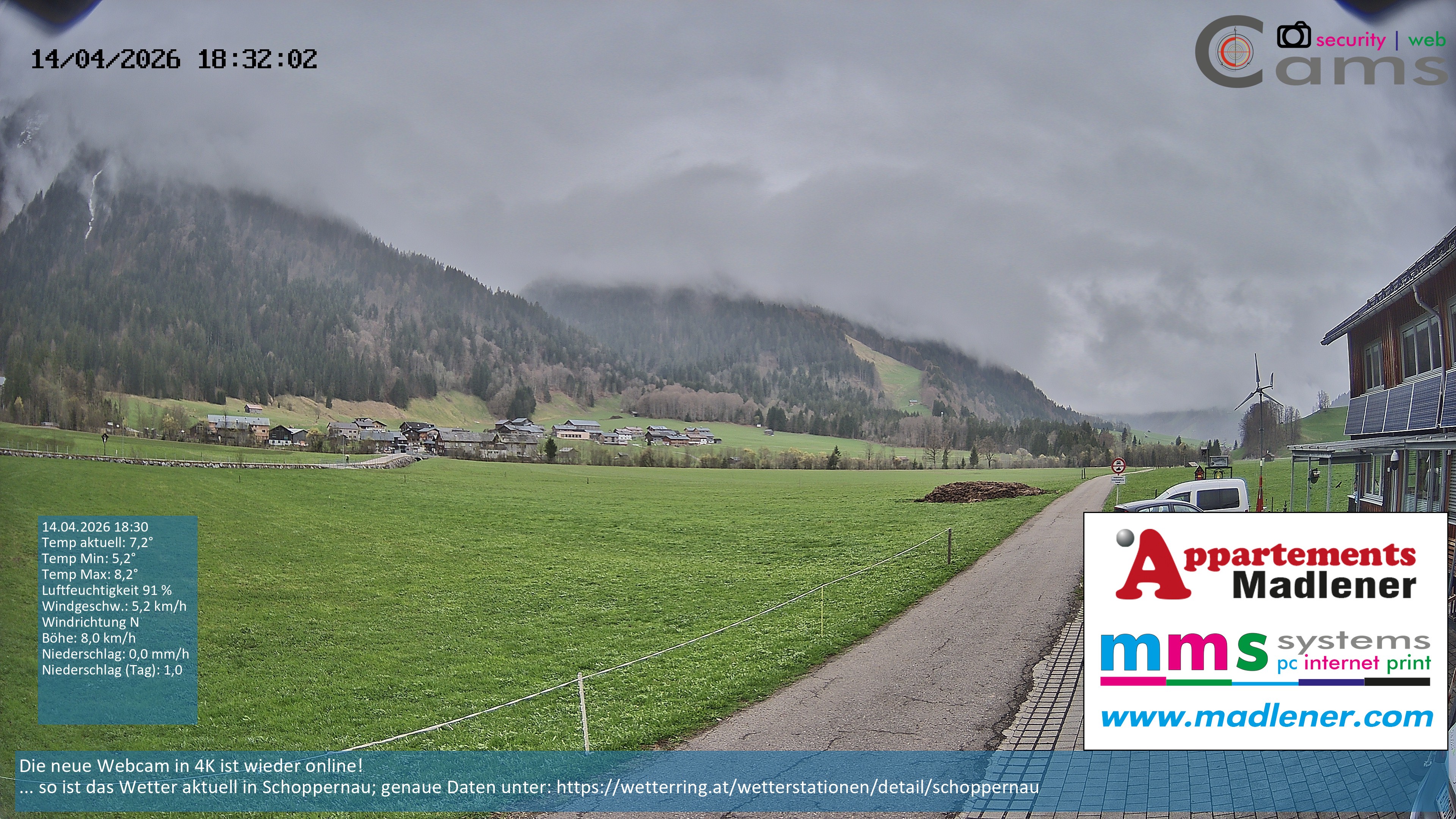 Archiv Foto Webcam Schoppernau Unterdorf im Bregenzerwald