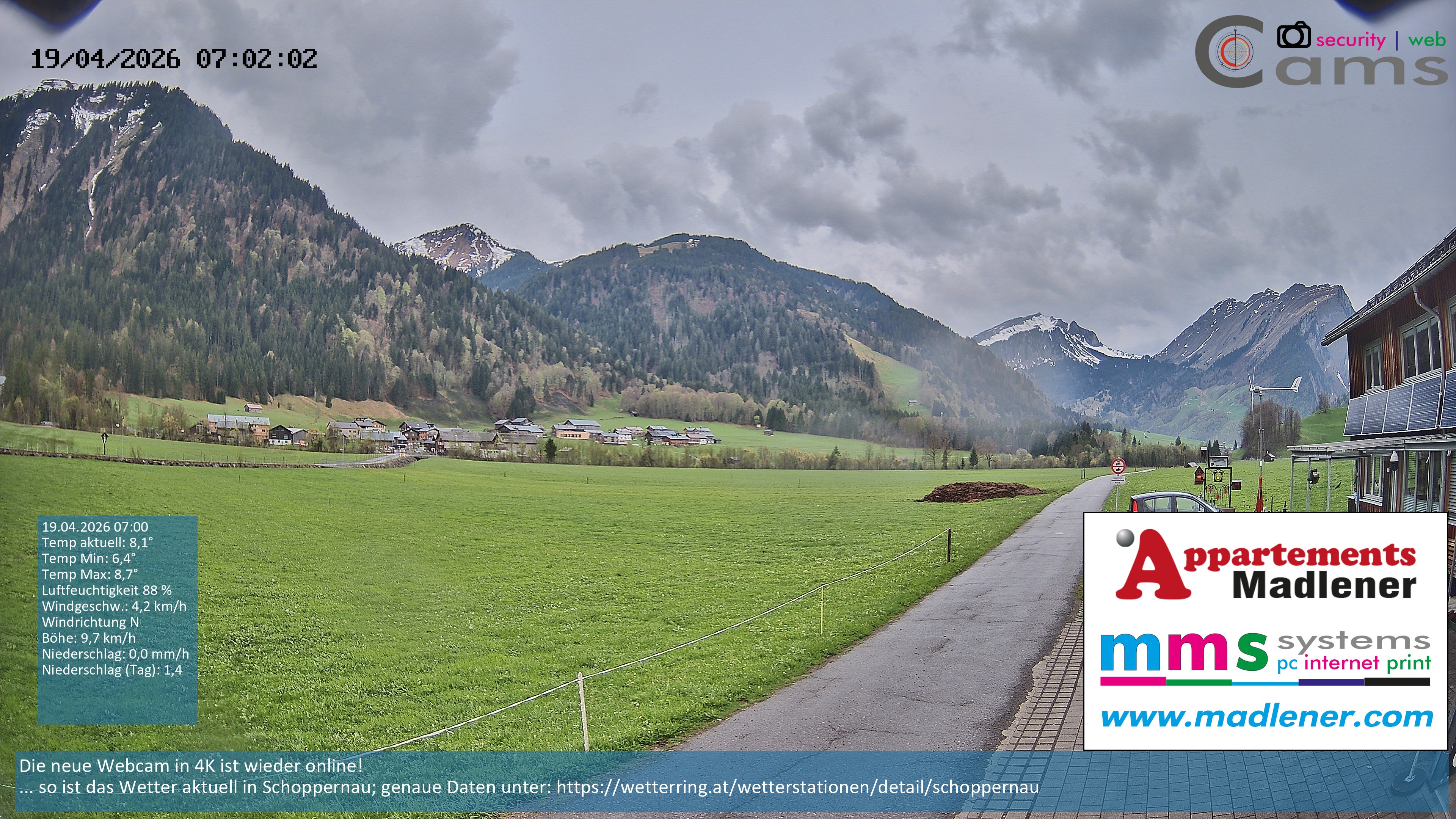 Archiv Foto Webcam Schoppernau Unterdorf im Bregenzerwald