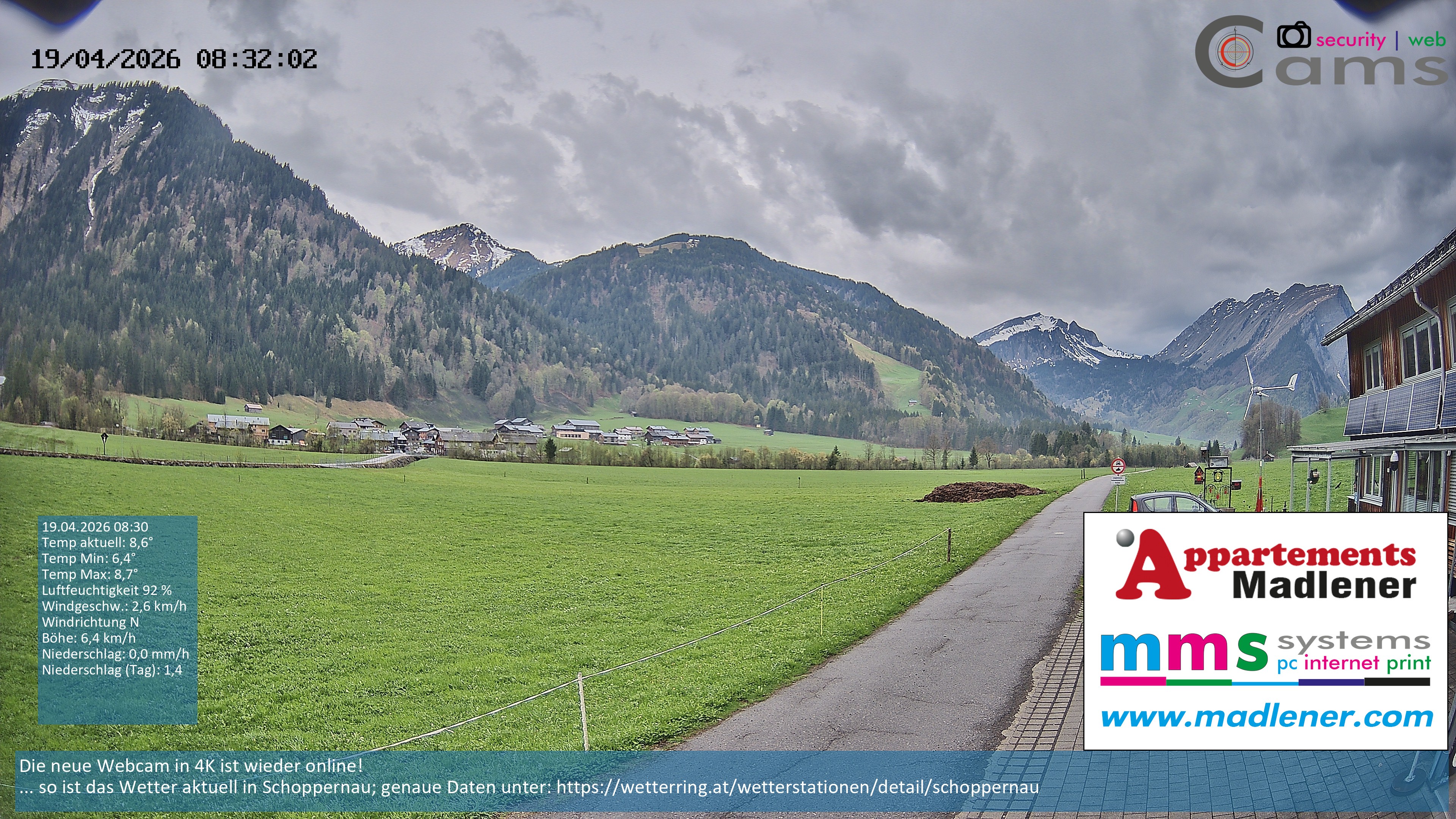 Archiv Foto Webcam Schoppernau Unterdorf im Bregenzerwald