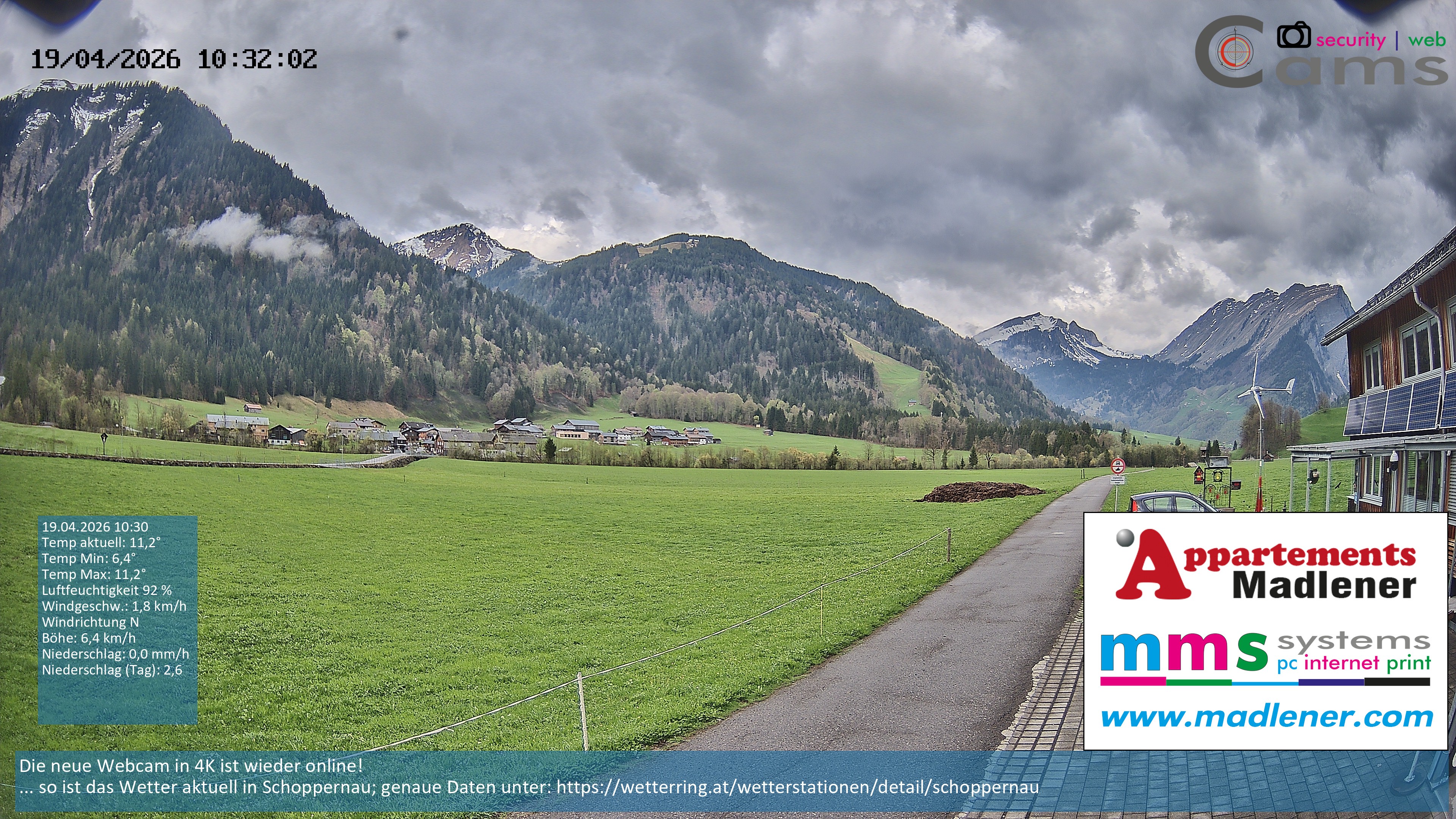 Archiv Foto Webcam Schoppernau Unterdorf im Bregenzerwald