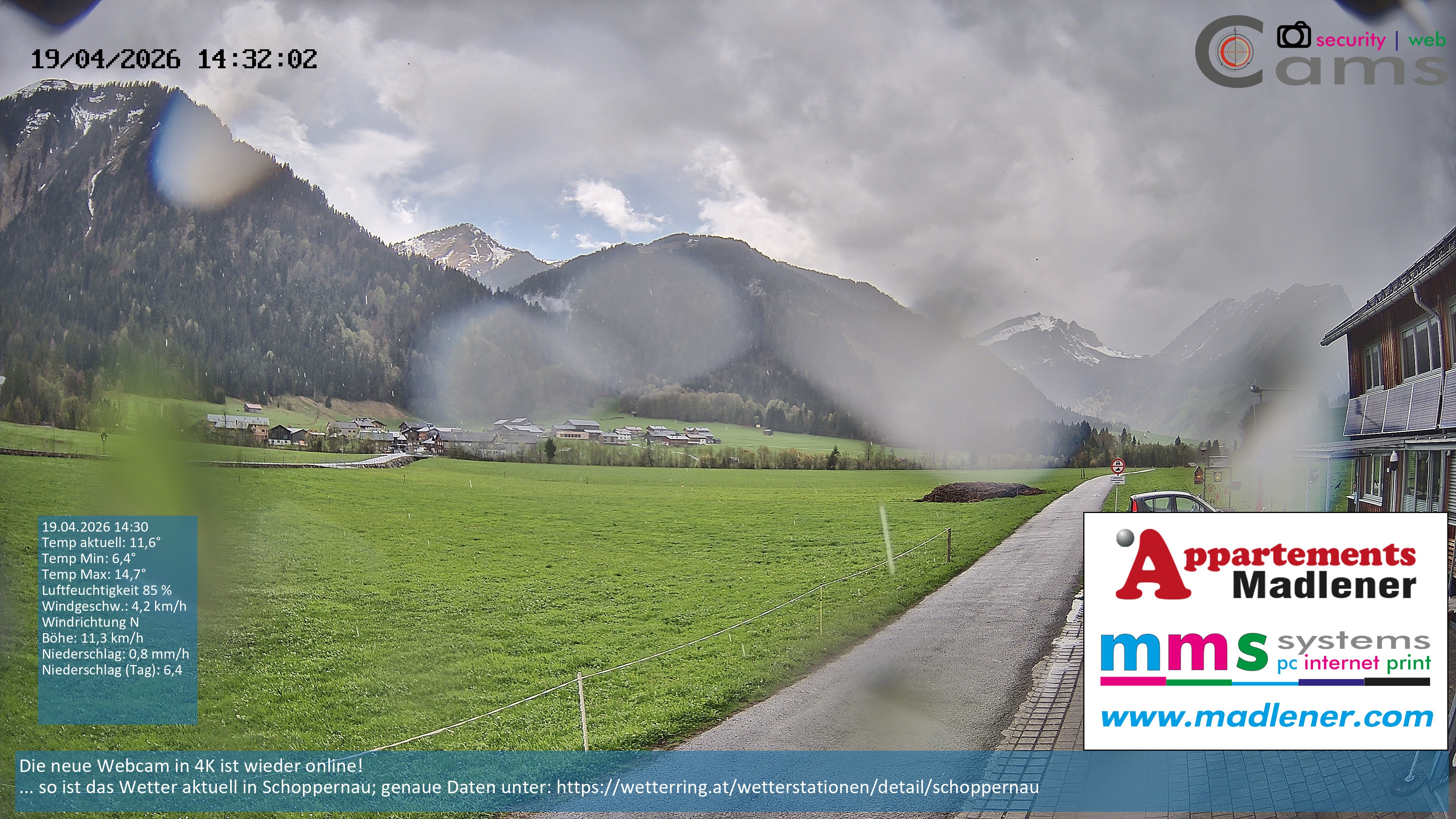 Archived image Webcam Schoppernau lower valley in the Bregenzerwald