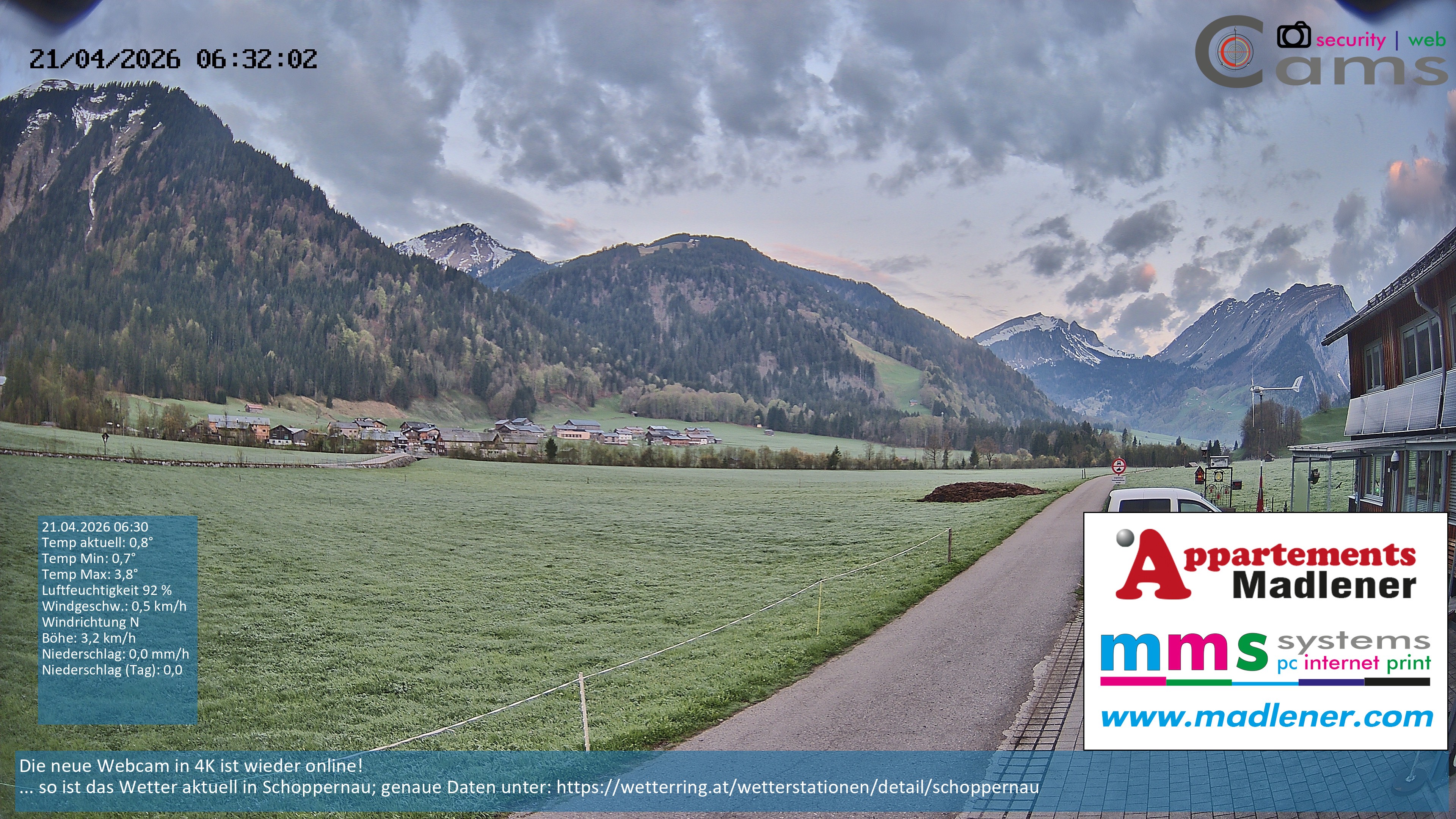 Archiv Foto Webcam Schoppernau Unterdorf im Bregenzerwald