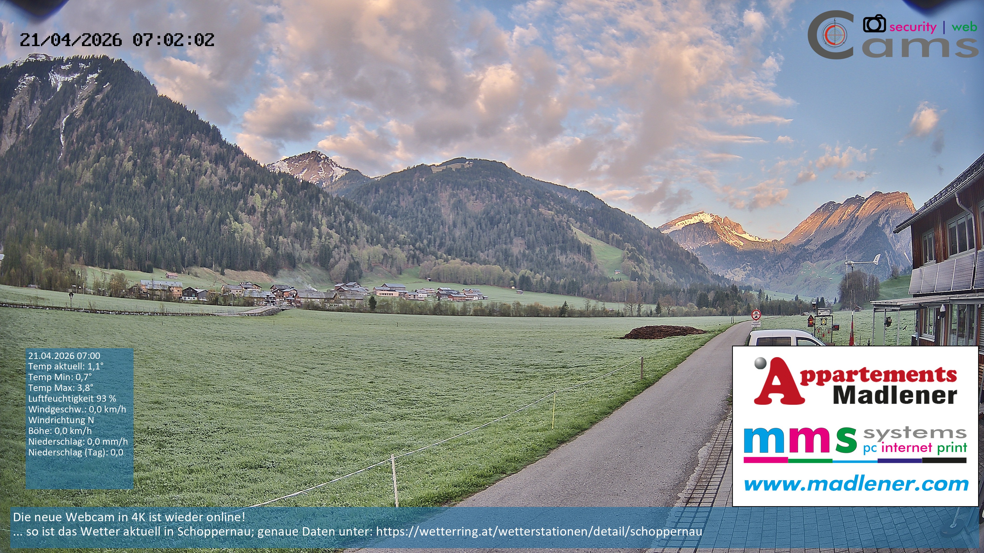 Archiv Foto Webcam Schoppernau Unterdorf im Bregenzerwald