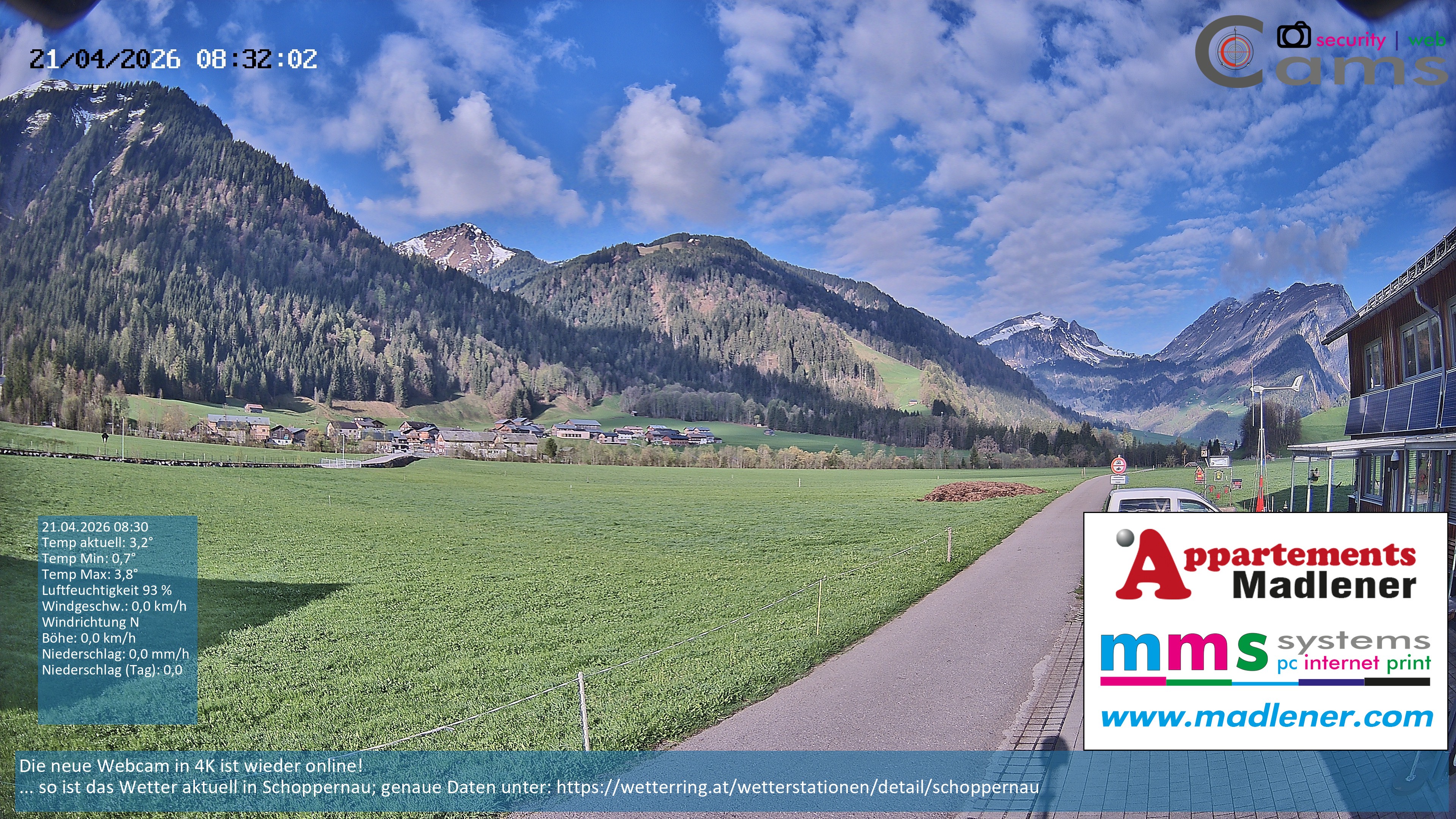 Archiv Foto Webcam Schoppernau Unterdorf im Bregenzerwald