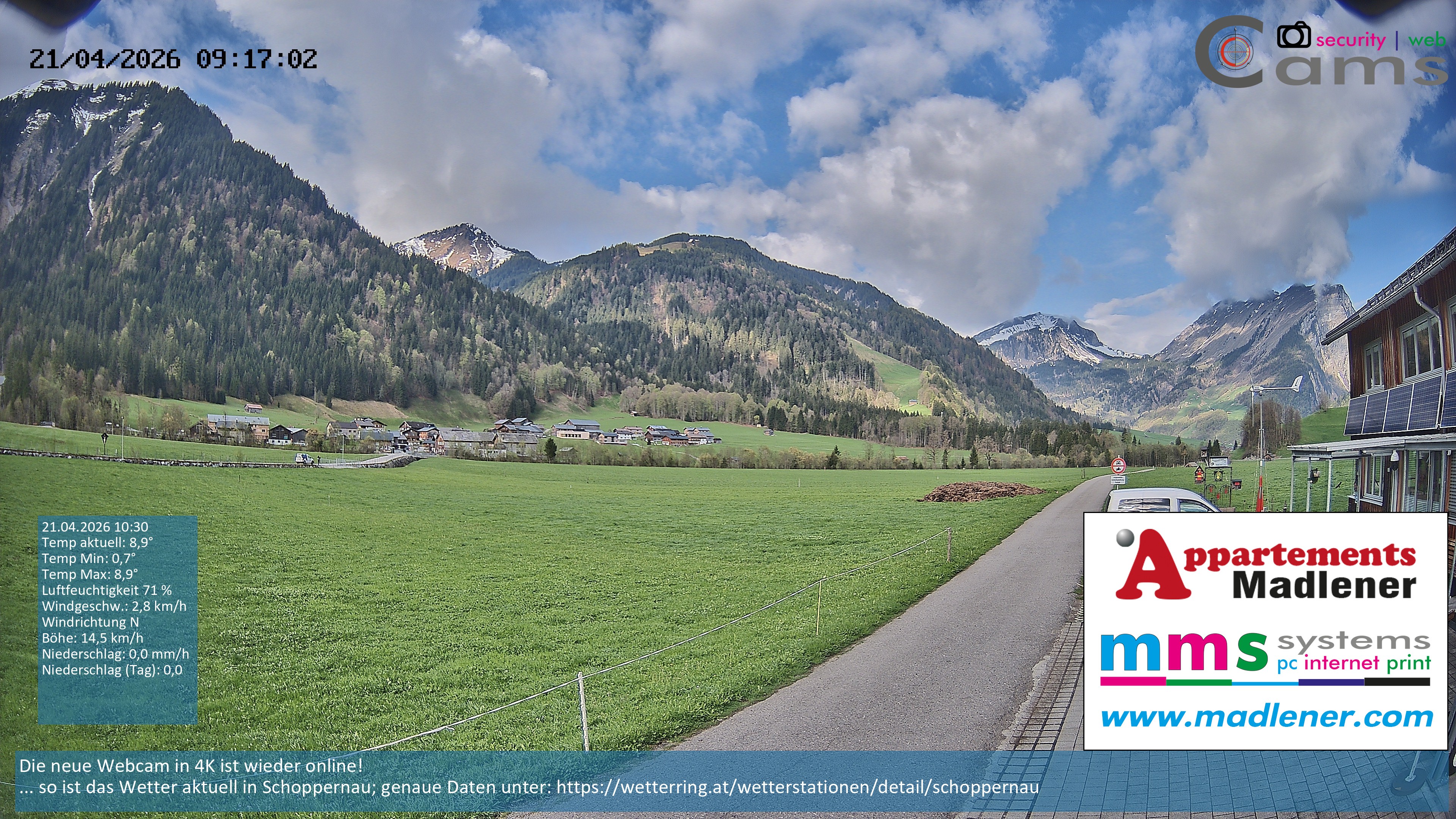 Archiv Foto Webcam Schoppernau Unterdorf im Bregenzerwald