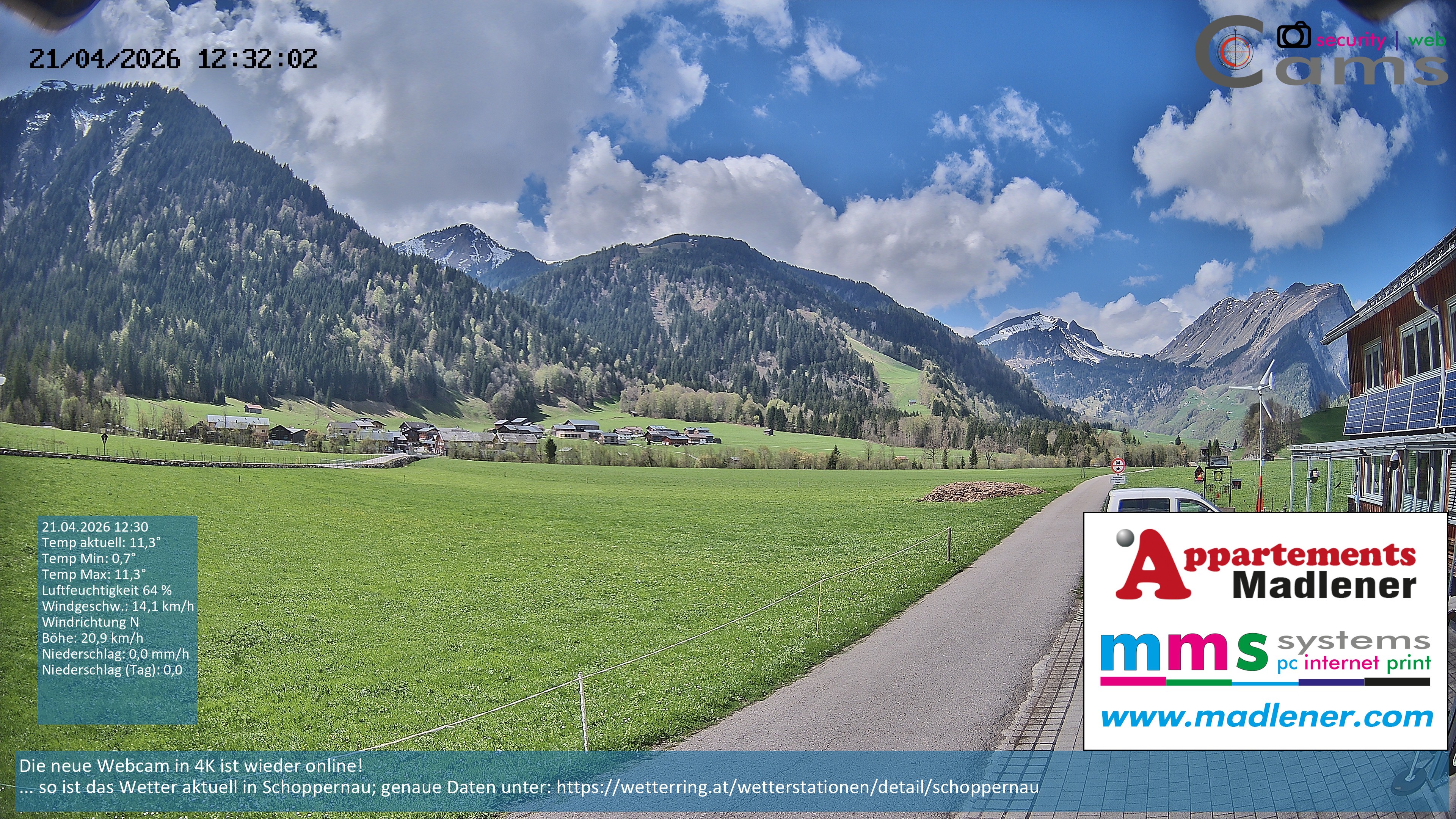 Archiv Foto Webcam Schoppernau Unterdorf im Bregenzerwald