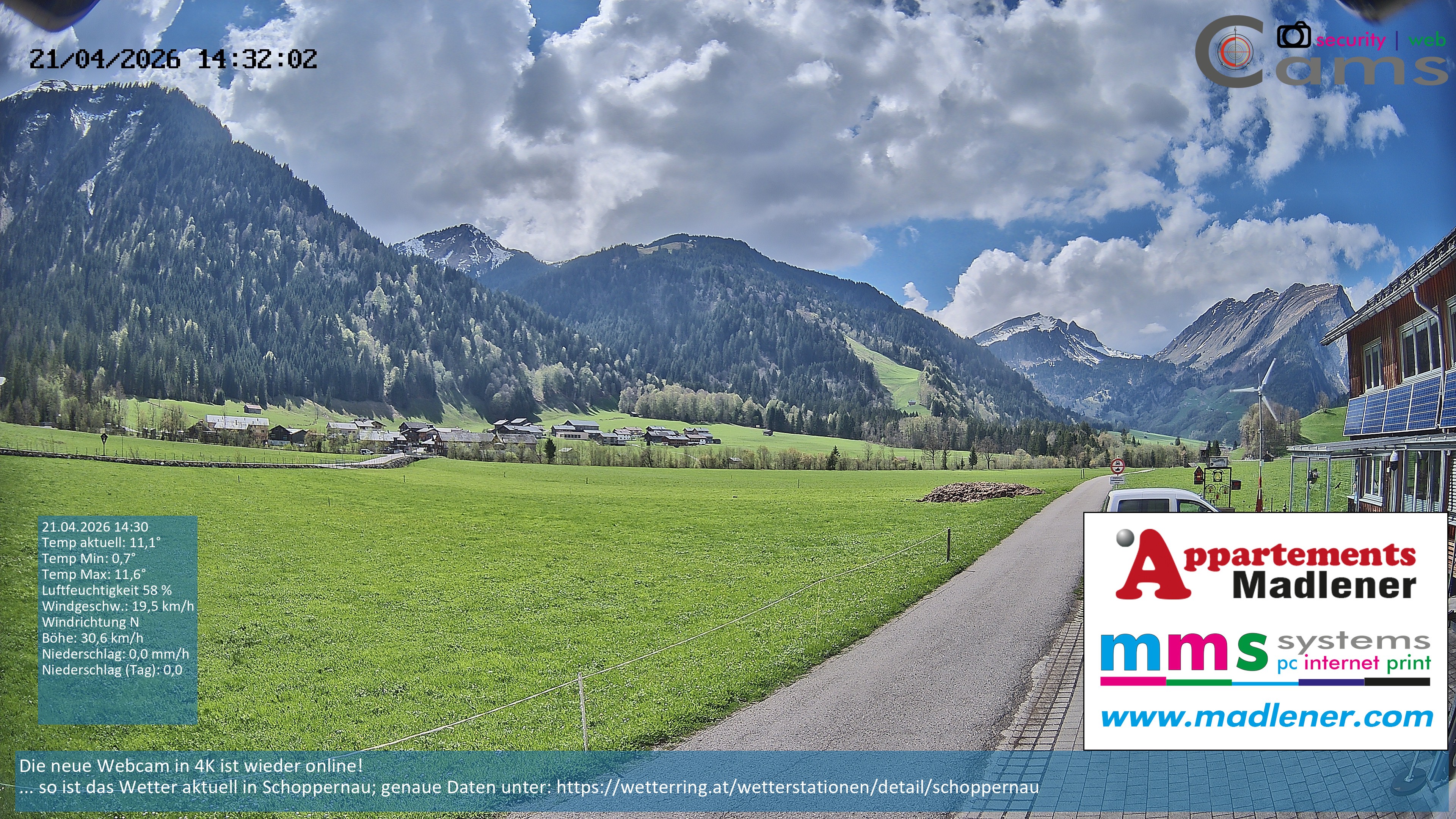 Archiv Foto Webcam Schoppernau Unterdorf im Bregenzerwald