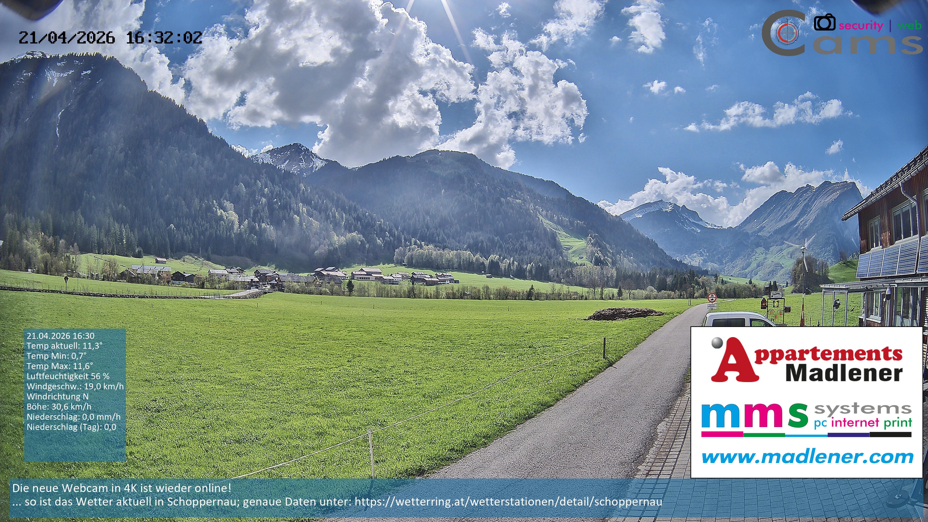 Archiv Foto Webcam Schoppernau Unterdorf im Bregenzerwald