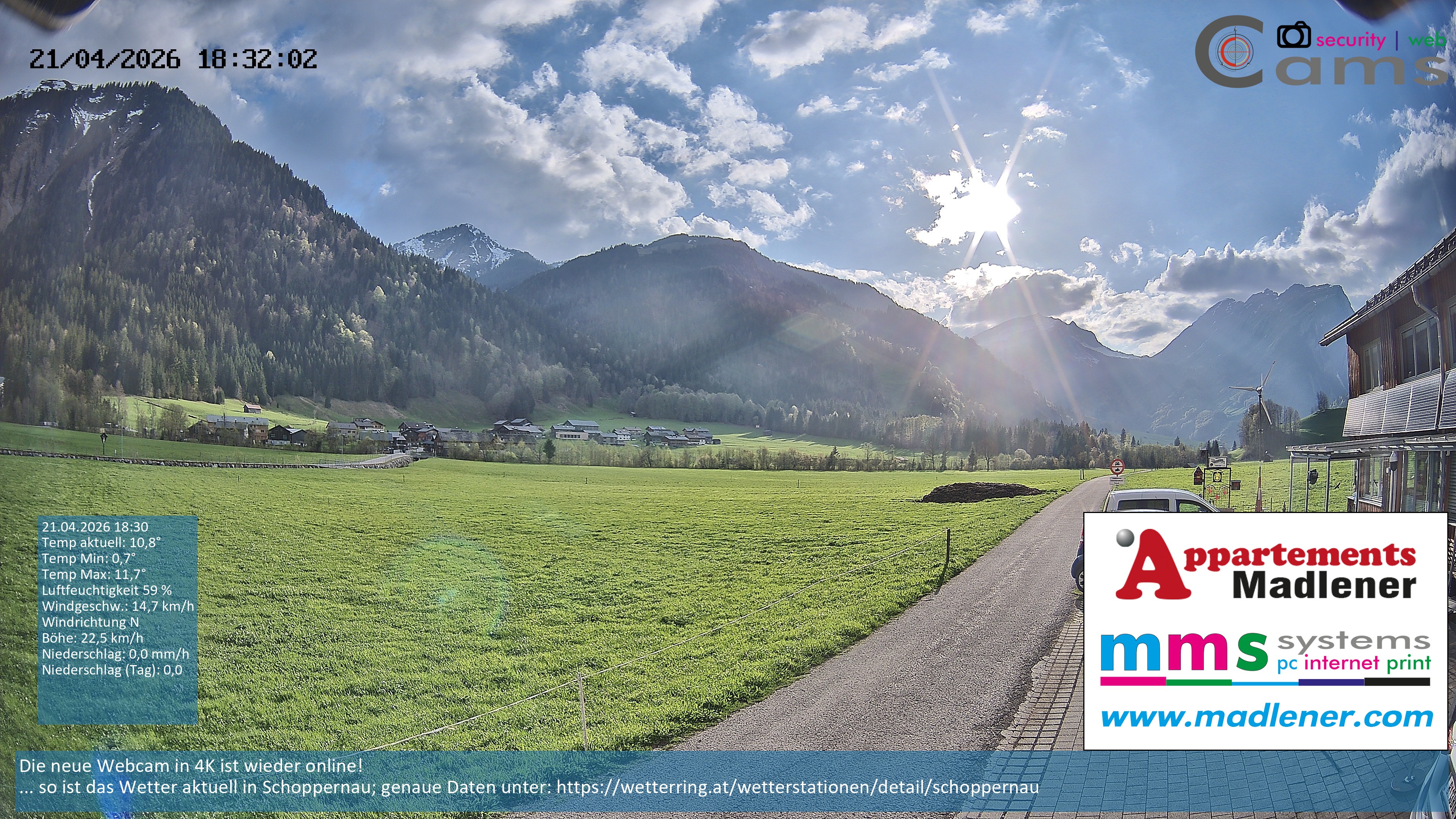 Archiv Foto Webcam Schoppernau Unterdorf im Bregenzerwald