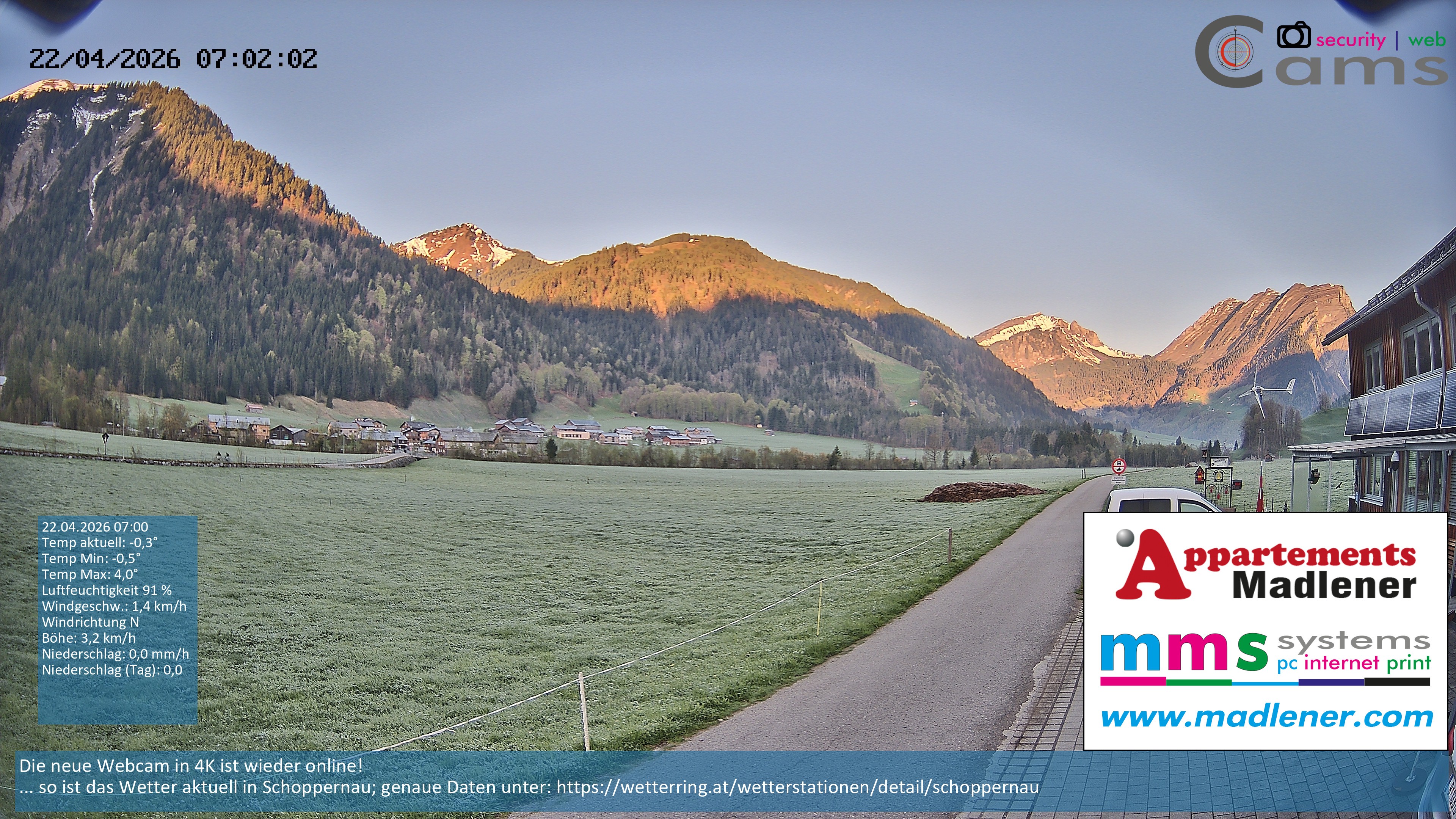 Archiv Foto Webcam Schoppernau Unterdorf im Bregenzerwald