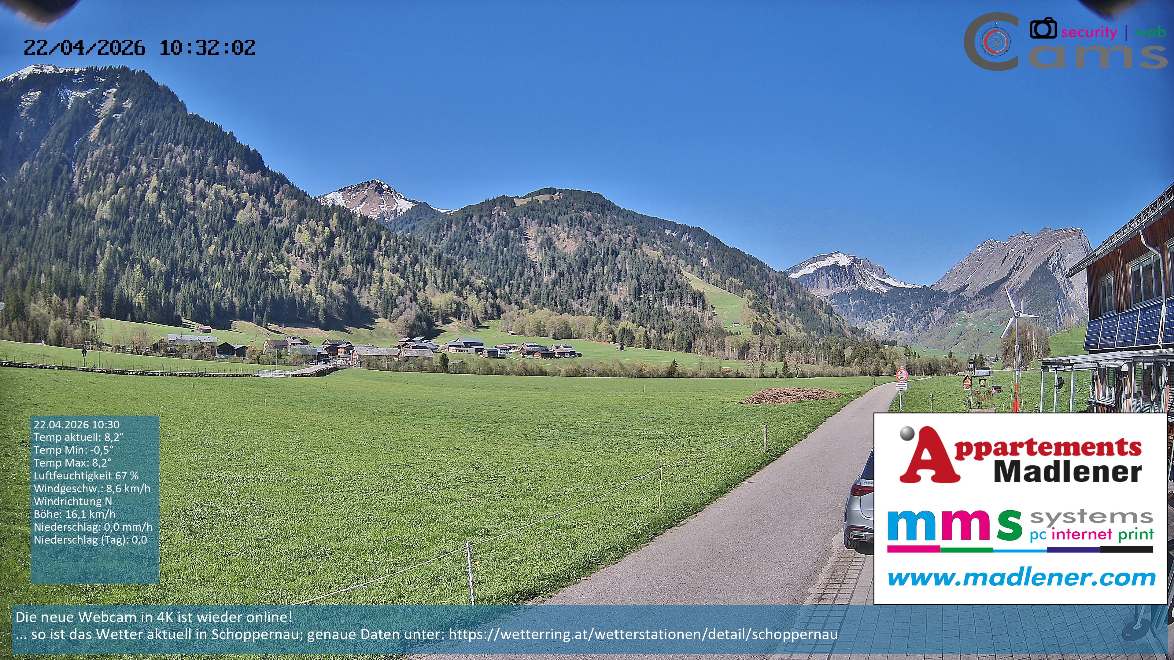 Archiv Foto Webcam Schoppernau Unterdorf im Bregenzerwald