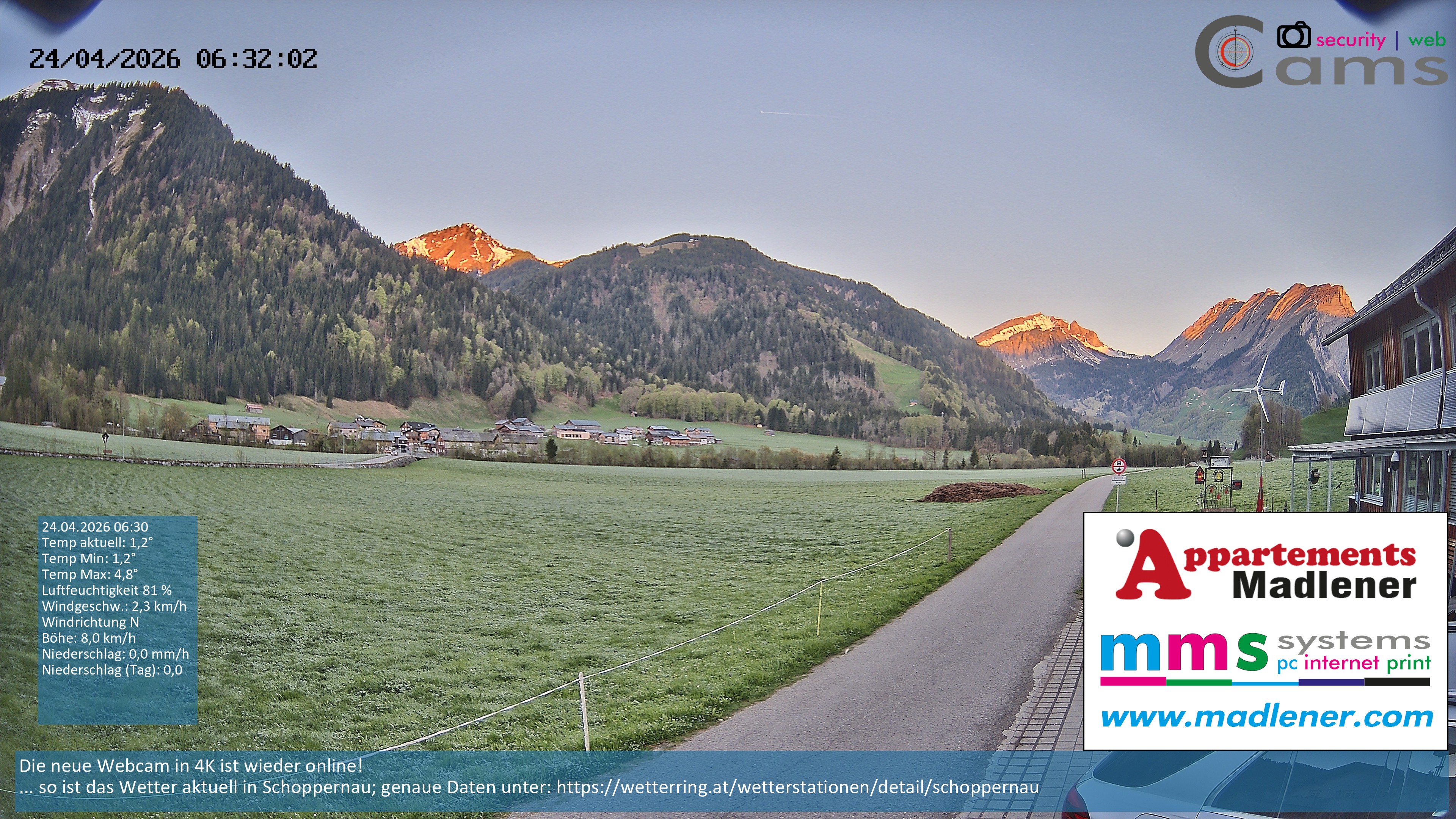 Archiv Foto Webcam Schoppernau Unterdorf im Bregenzerwald