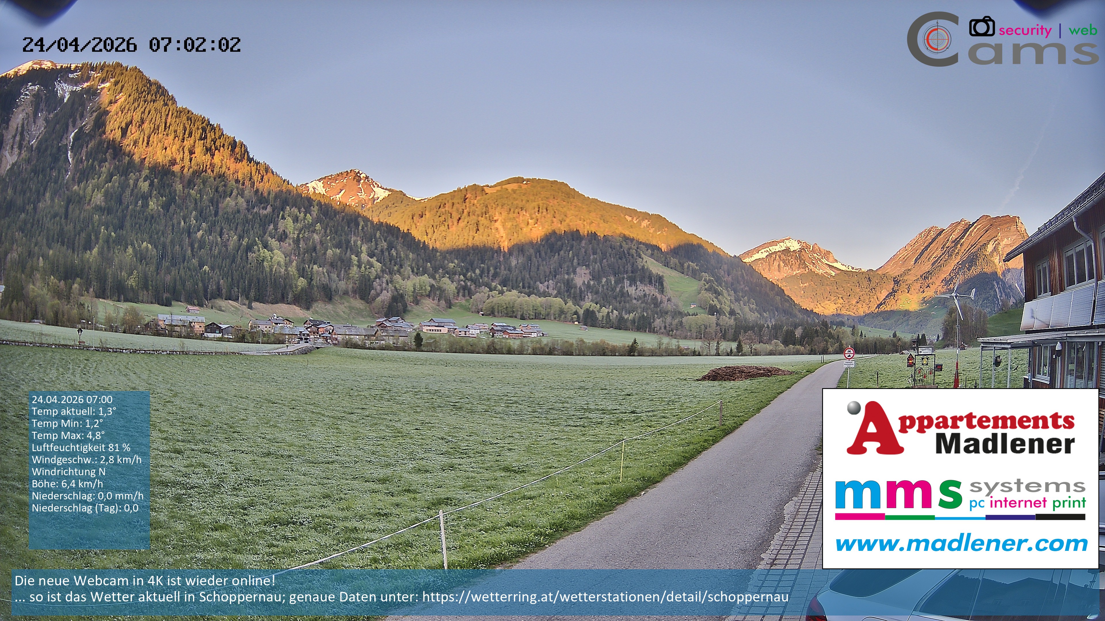 Archiv Foto Webcam Schoppernau Unterdorf im Bregenzerwald