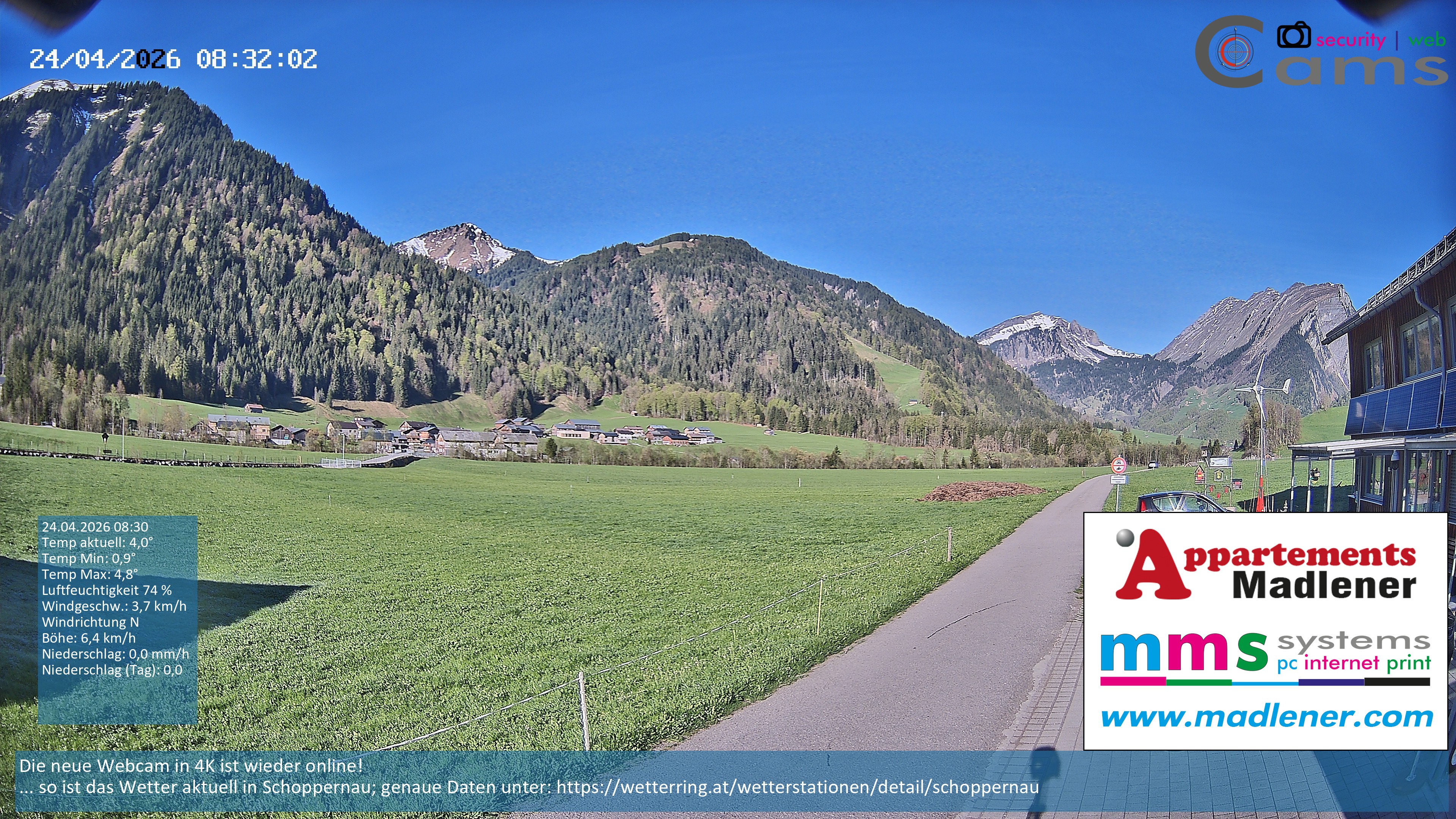 Archiv Foto Webcam Schoppernau Unterdorf im Bregenzerwald