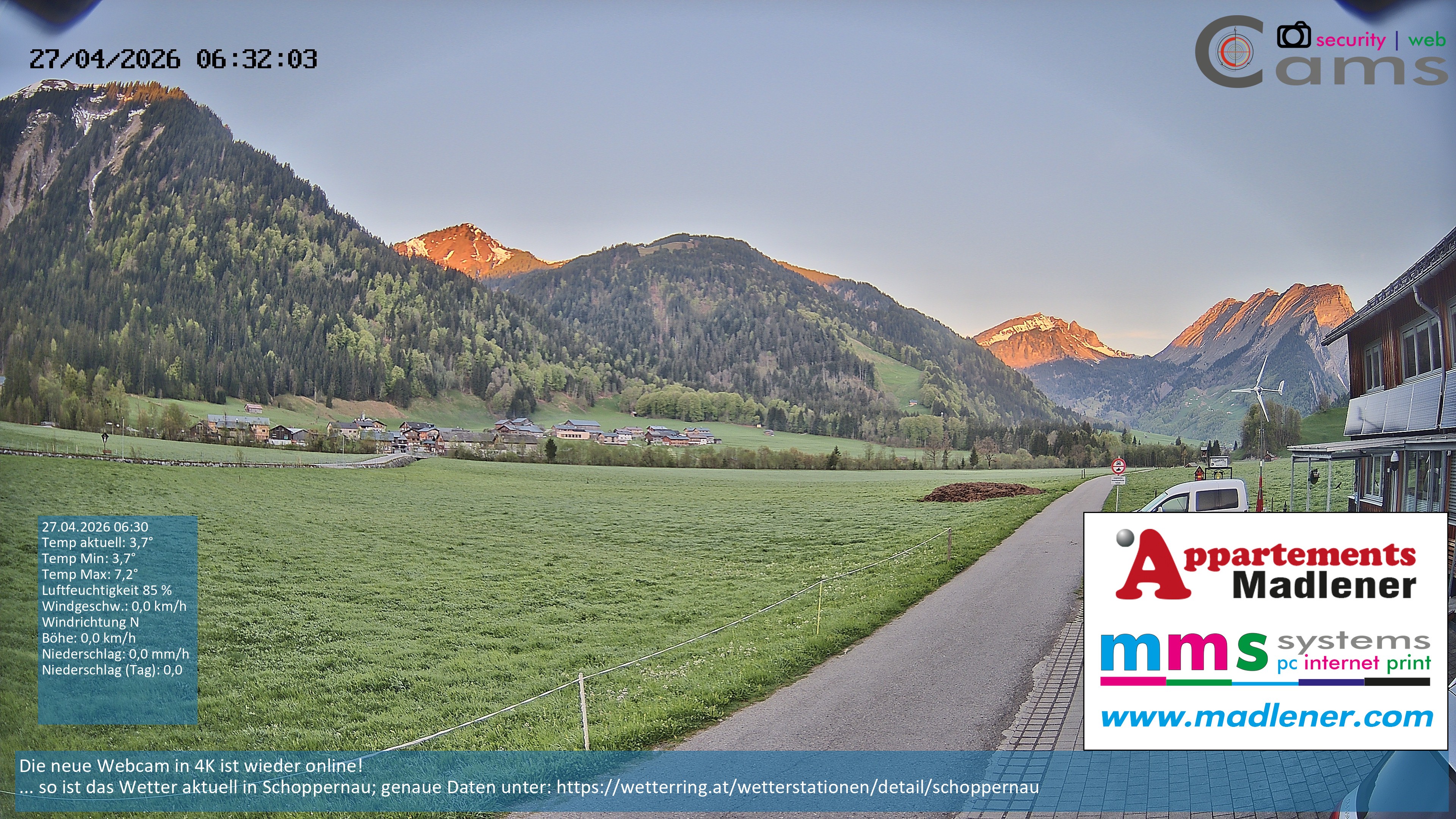 Archiv Foto Webcam Schoppernau Unterdorf im Bregenzerwald