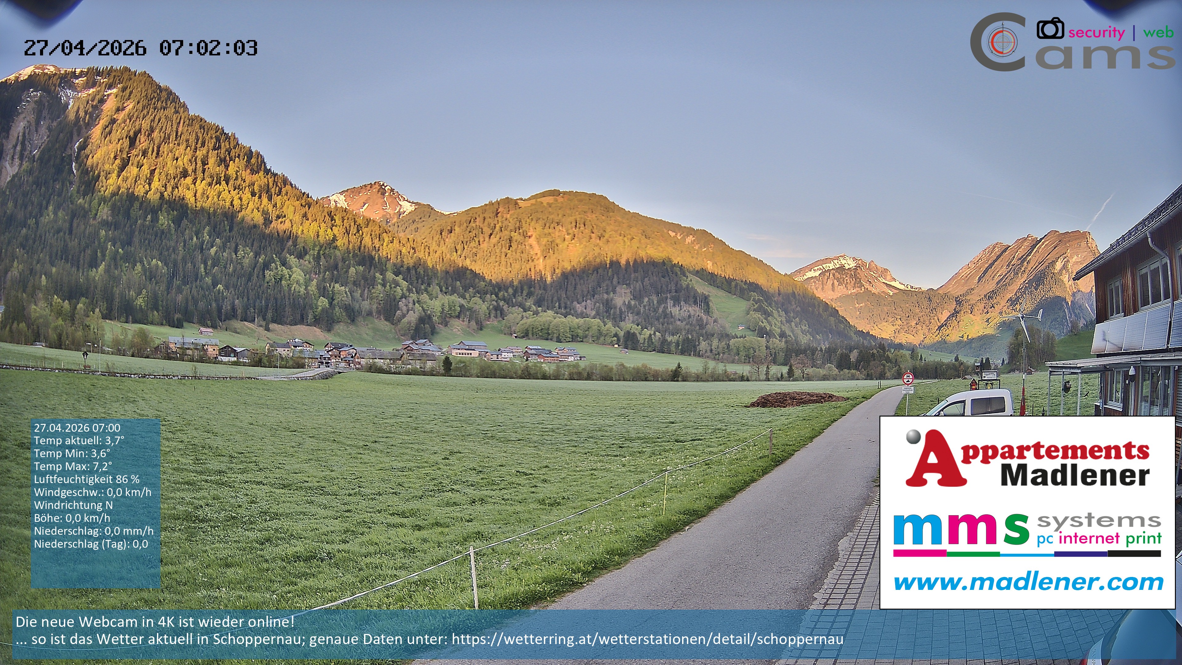 Archiv Foto Webcam Schoppernau Unterdorf im Bregenzerwald