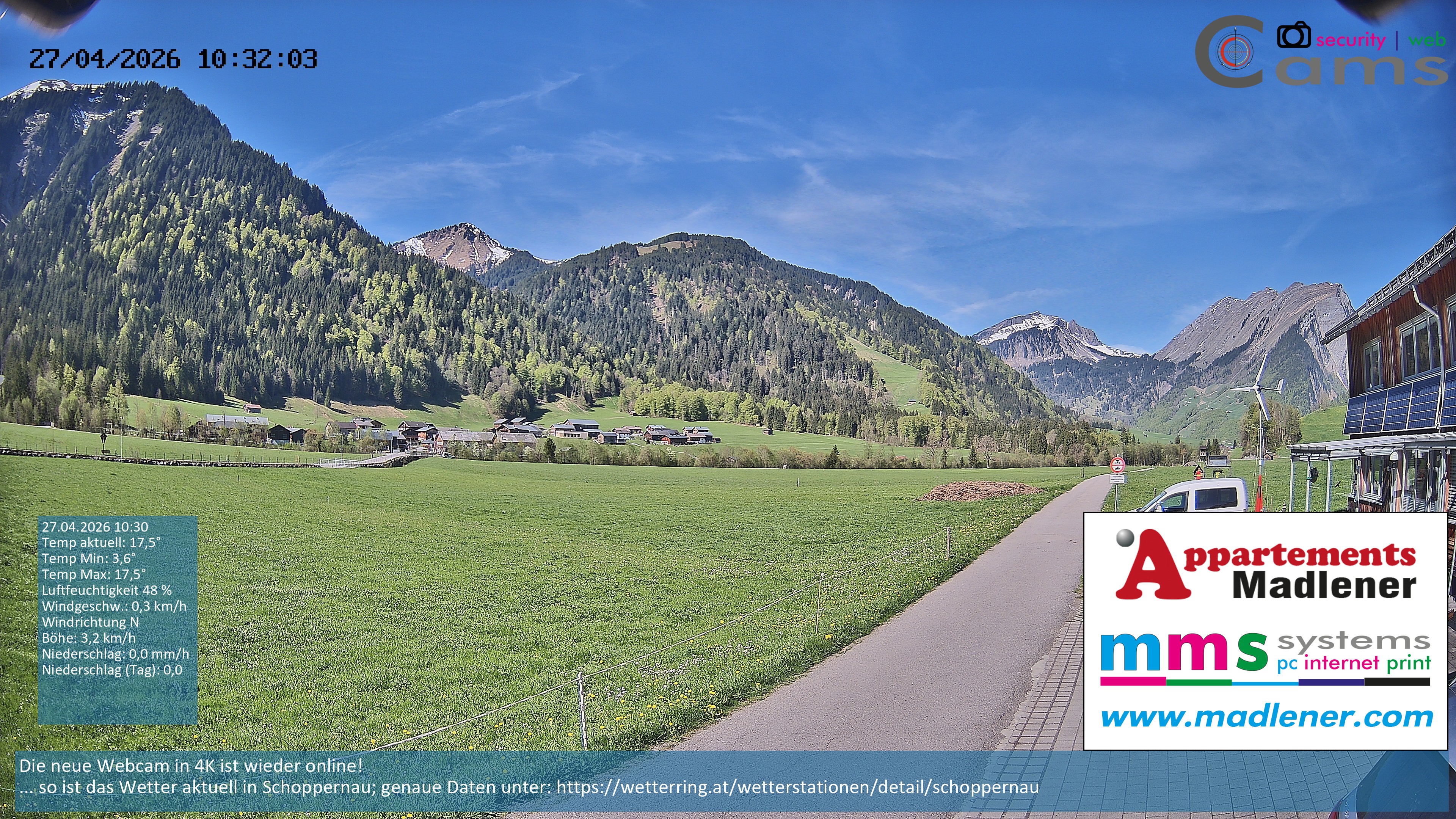 Archiv Foto Webcam Schoppernau Unterdorf im Bregenzerwald