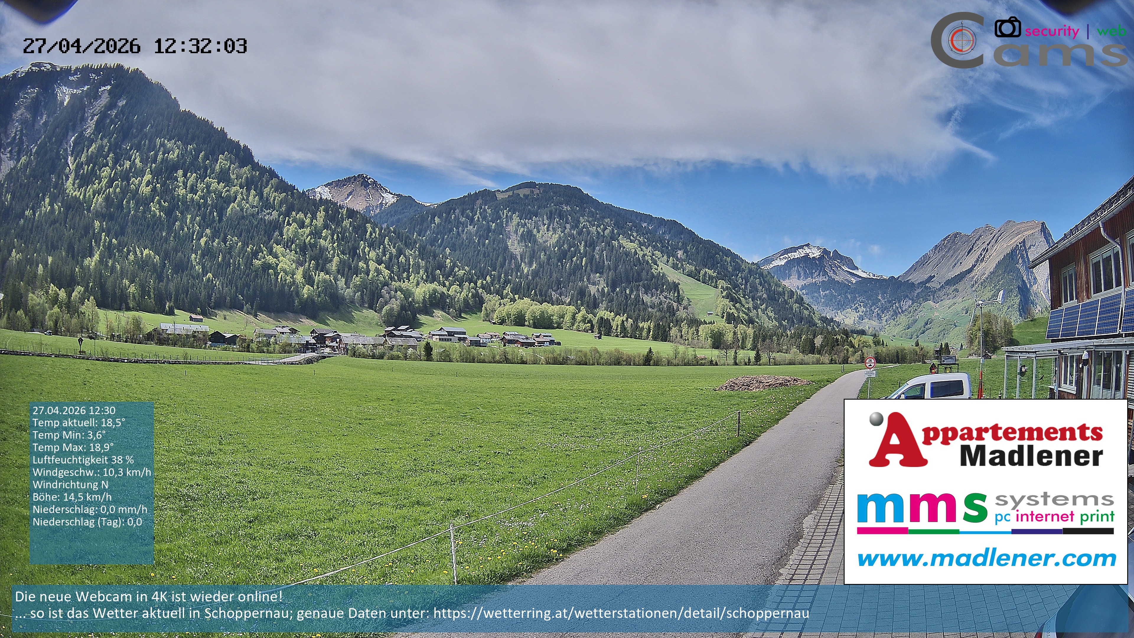 Archiv Foto Webcam Schoppernau Unterdorf im Bregenzerwald