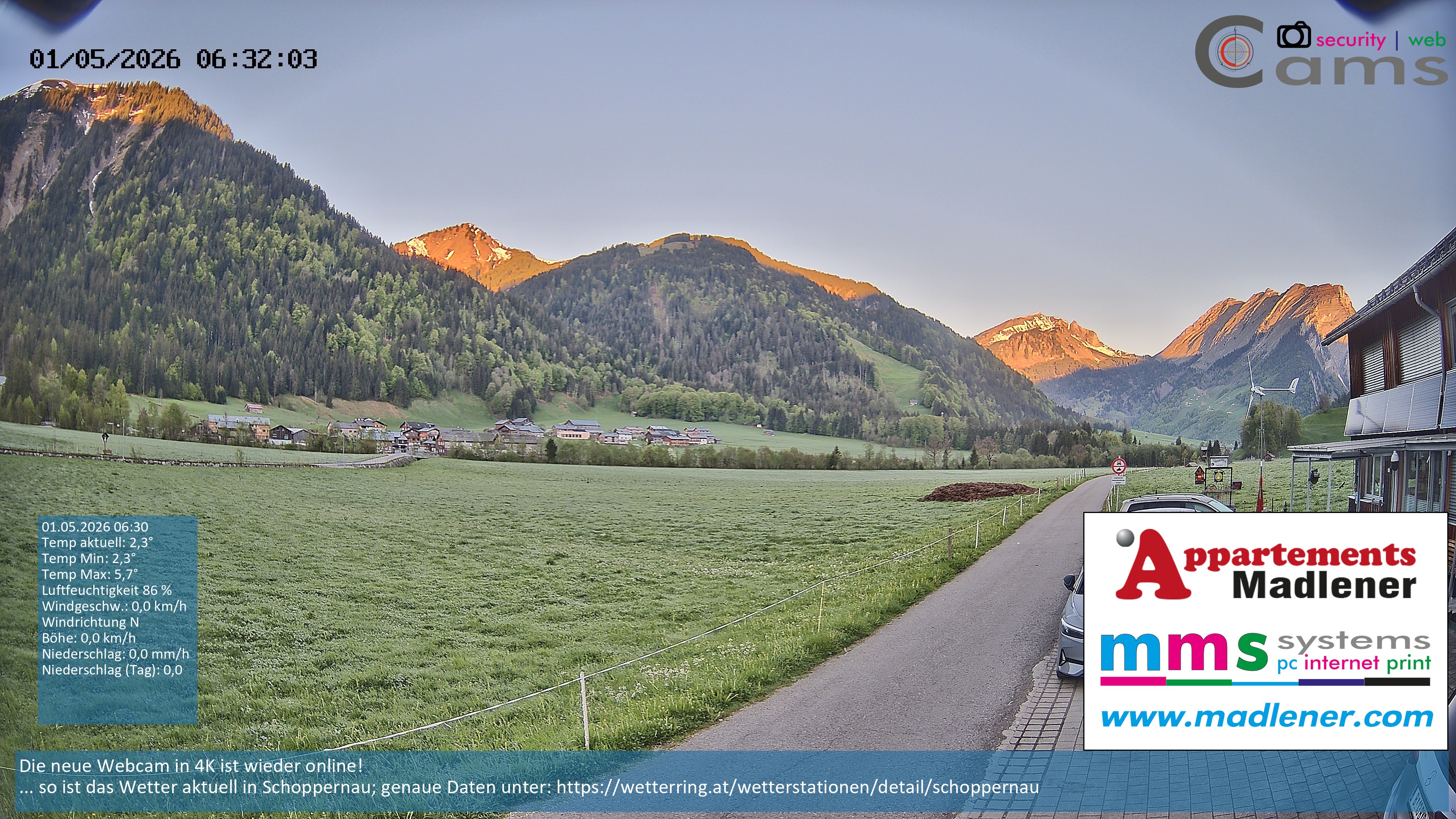Archiv Foto Webcam Schoppernau Unterdorf im Bregenzerwald