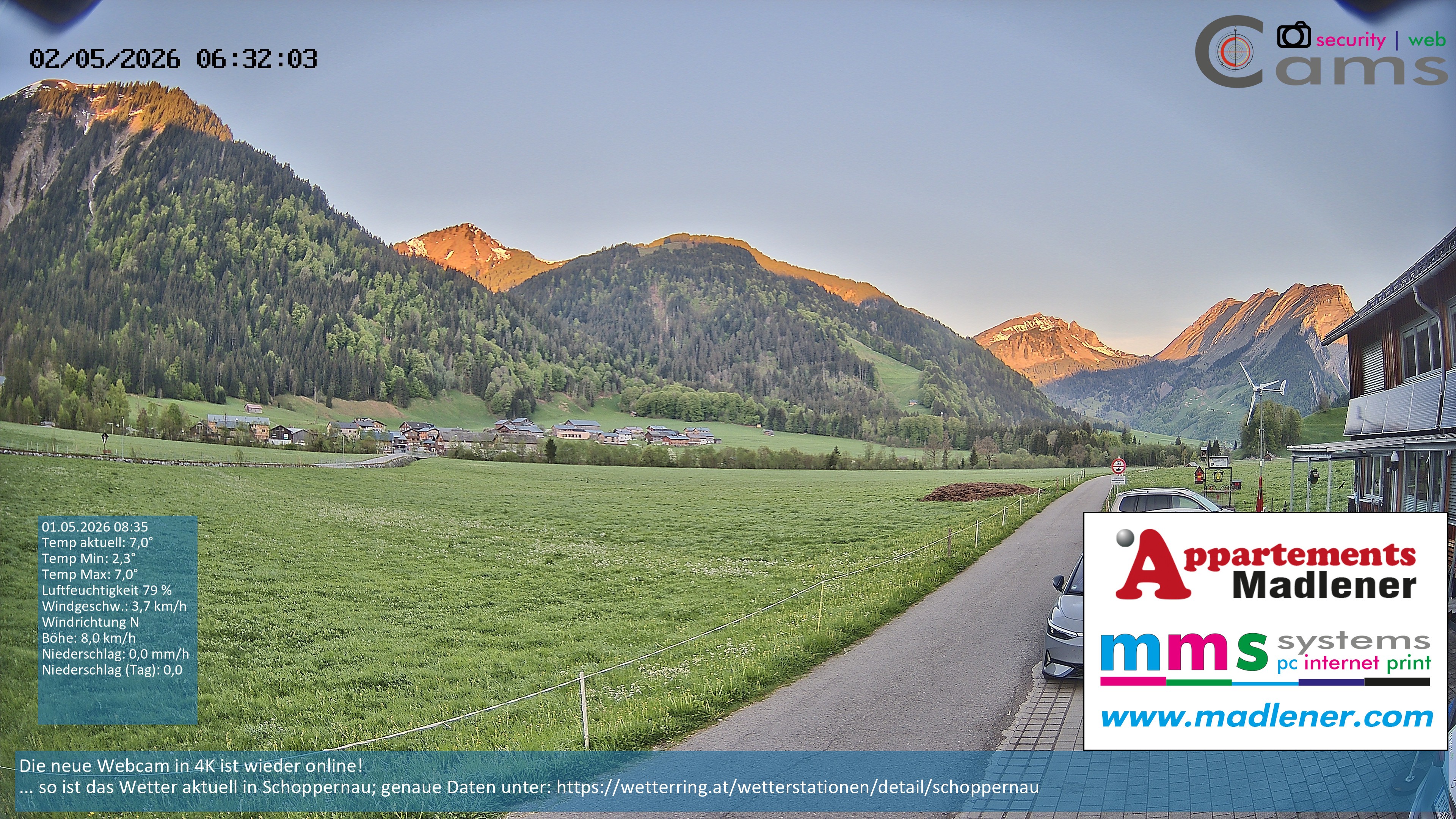 Archiv Foto Webcam Schoppernau Unterdorf im Bregenzerwald