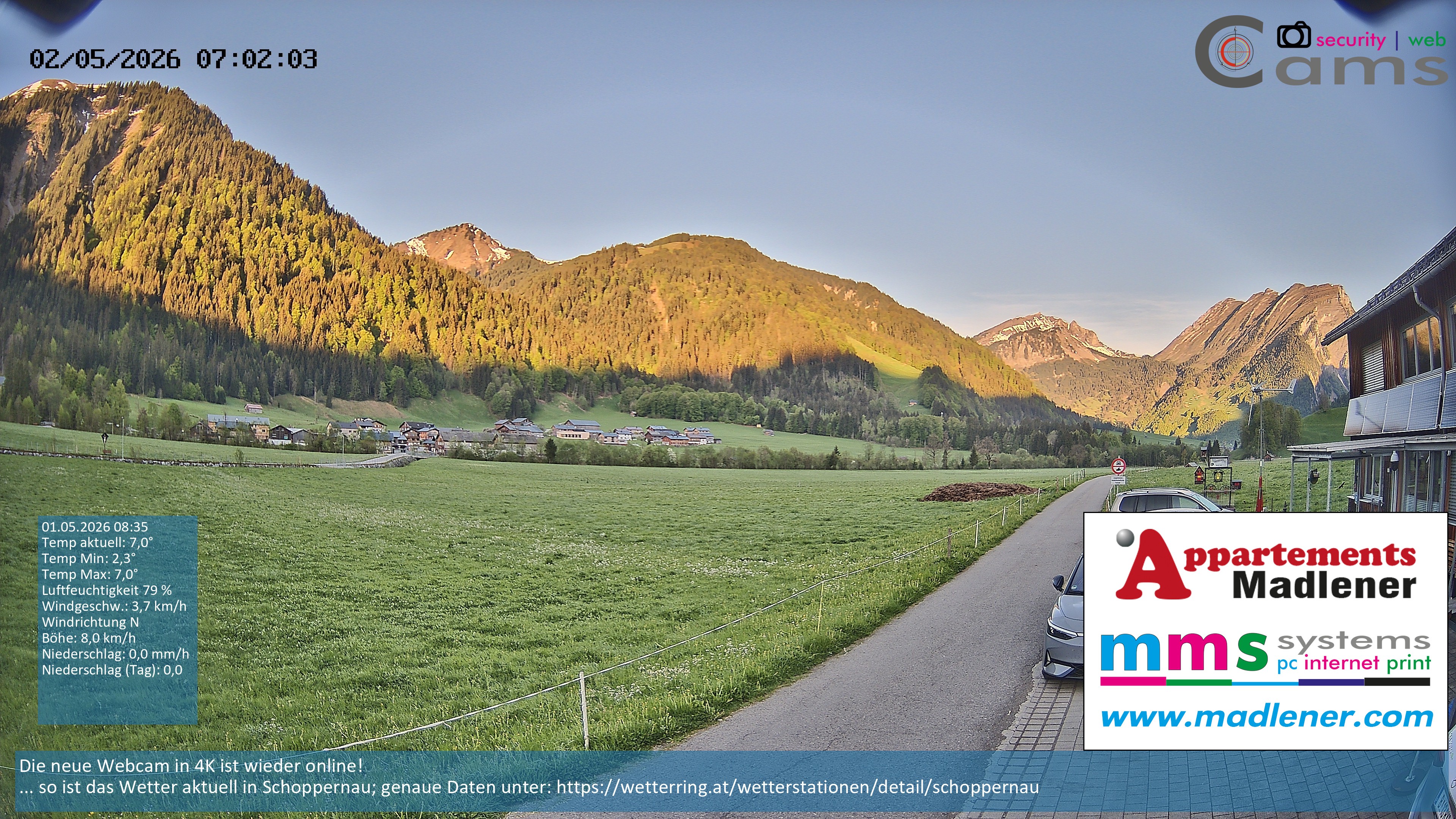 Archiv Foto Webcam Schoppernau Unterdorf im Bregenzerwald