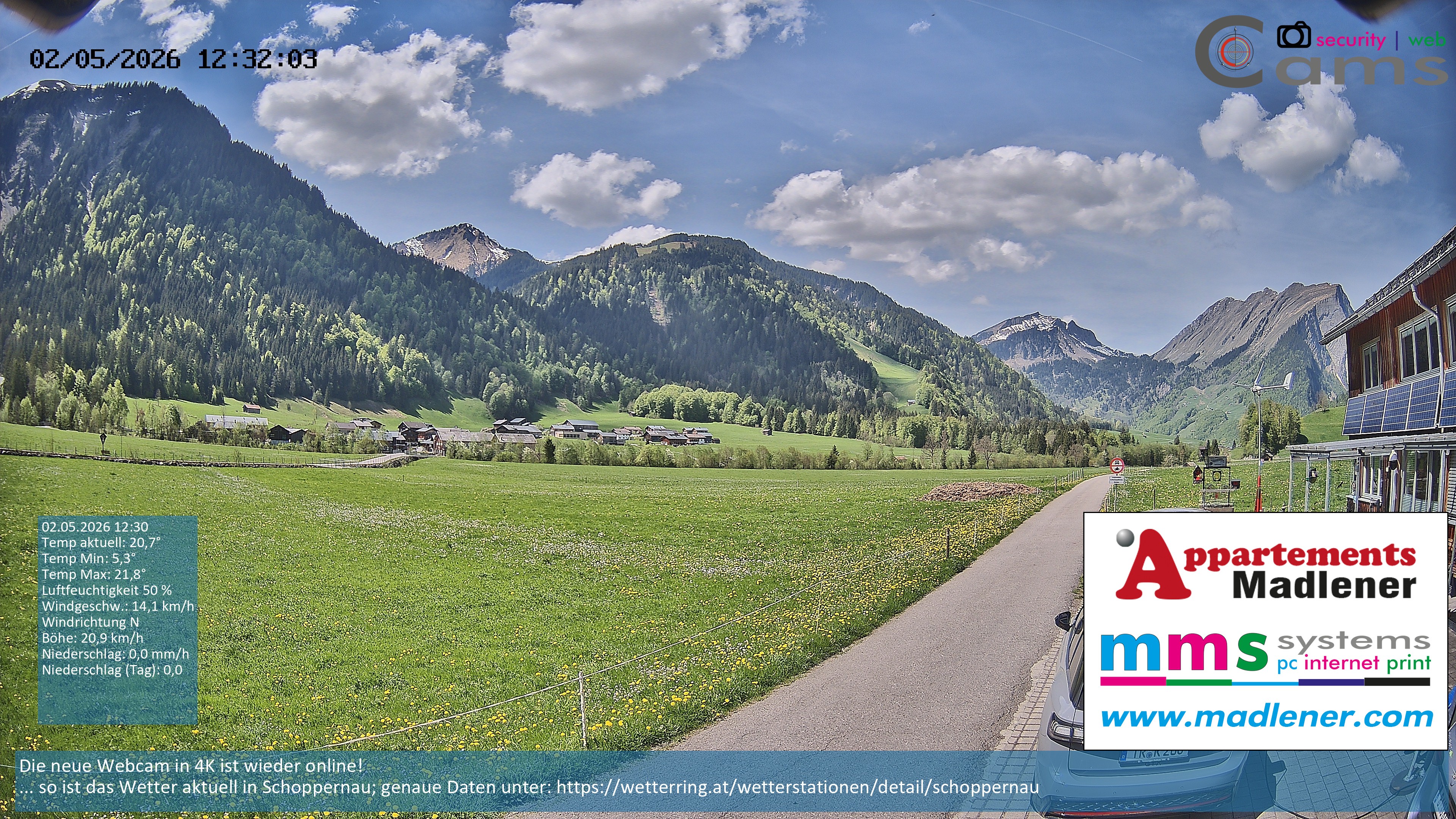 Archiv Foto Webcam Schoppernau Unterdorf im Bregenzerwald