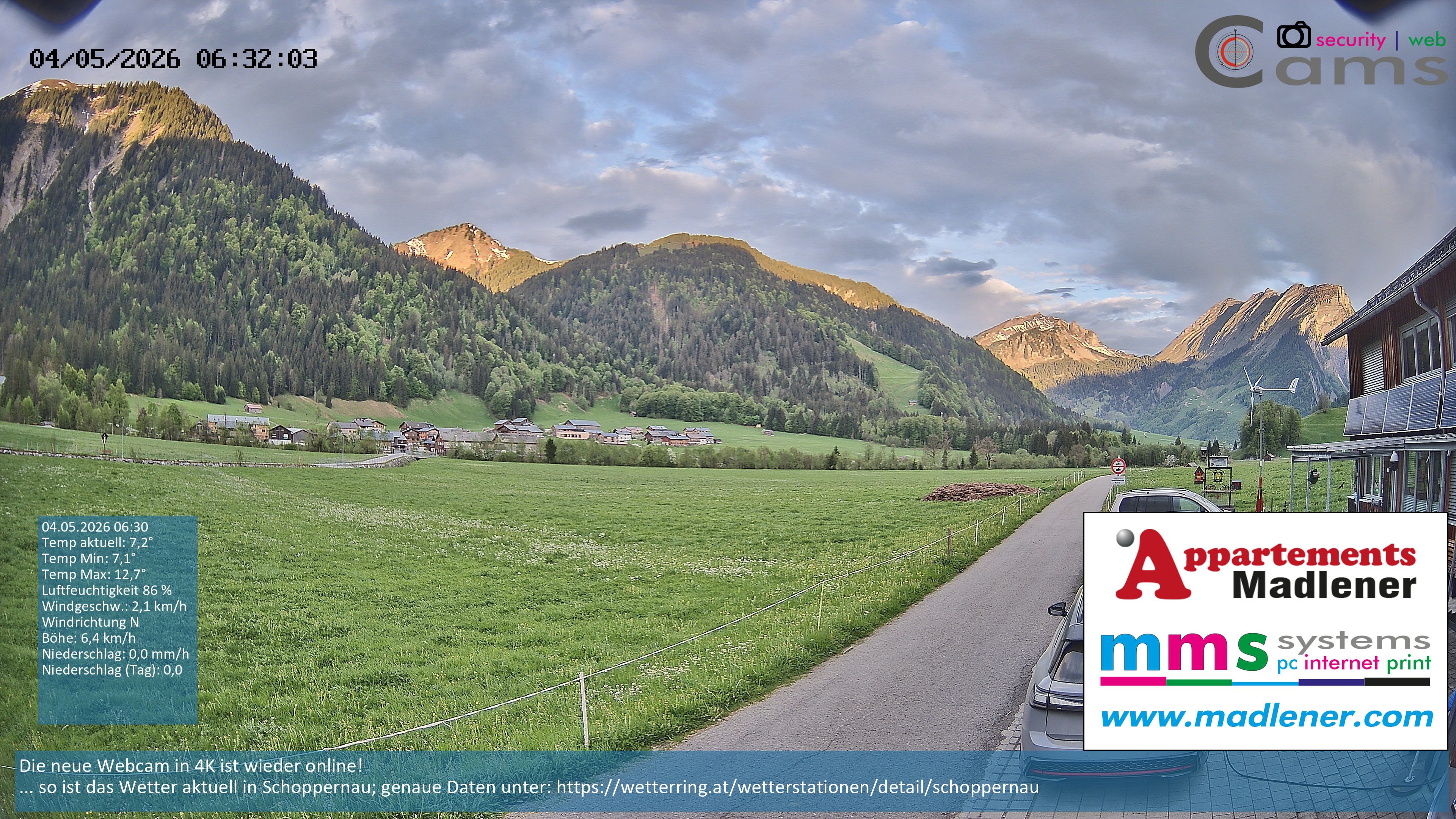 Archiv Foto Webcam Schoppernau Unterdorf im Bregenzerwald